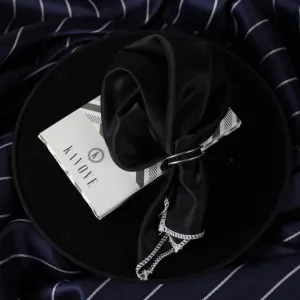 Kavove Black Solid Pocket Square For Men
