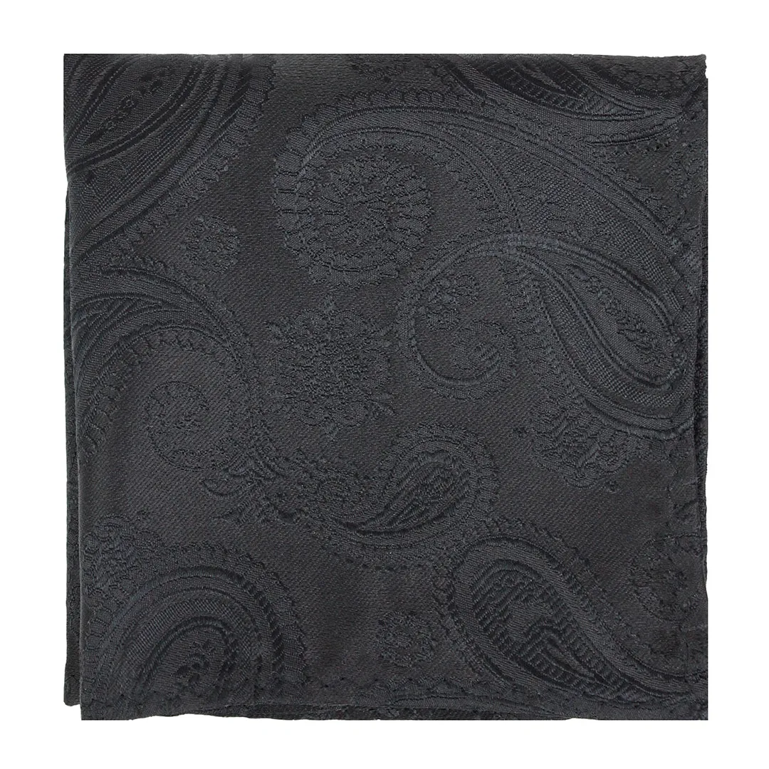 Kavove Elegant Black Paisley Pocket Square For Men