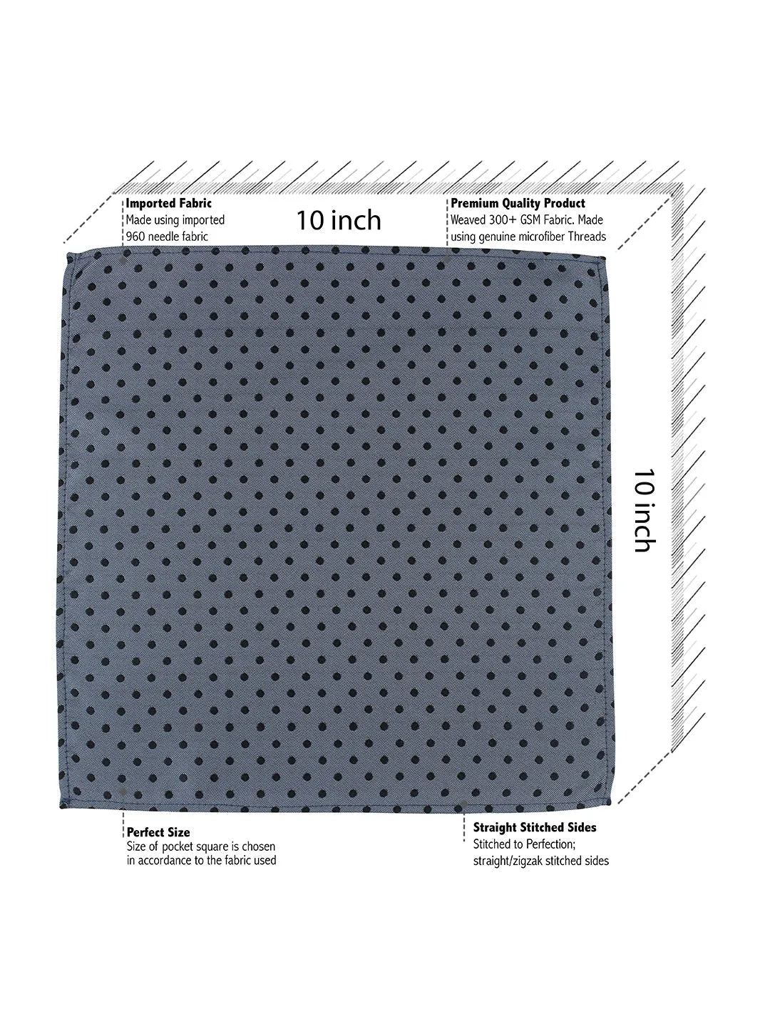 Kavove The Graceful Polka Dot Grey Pocket Square For Men
