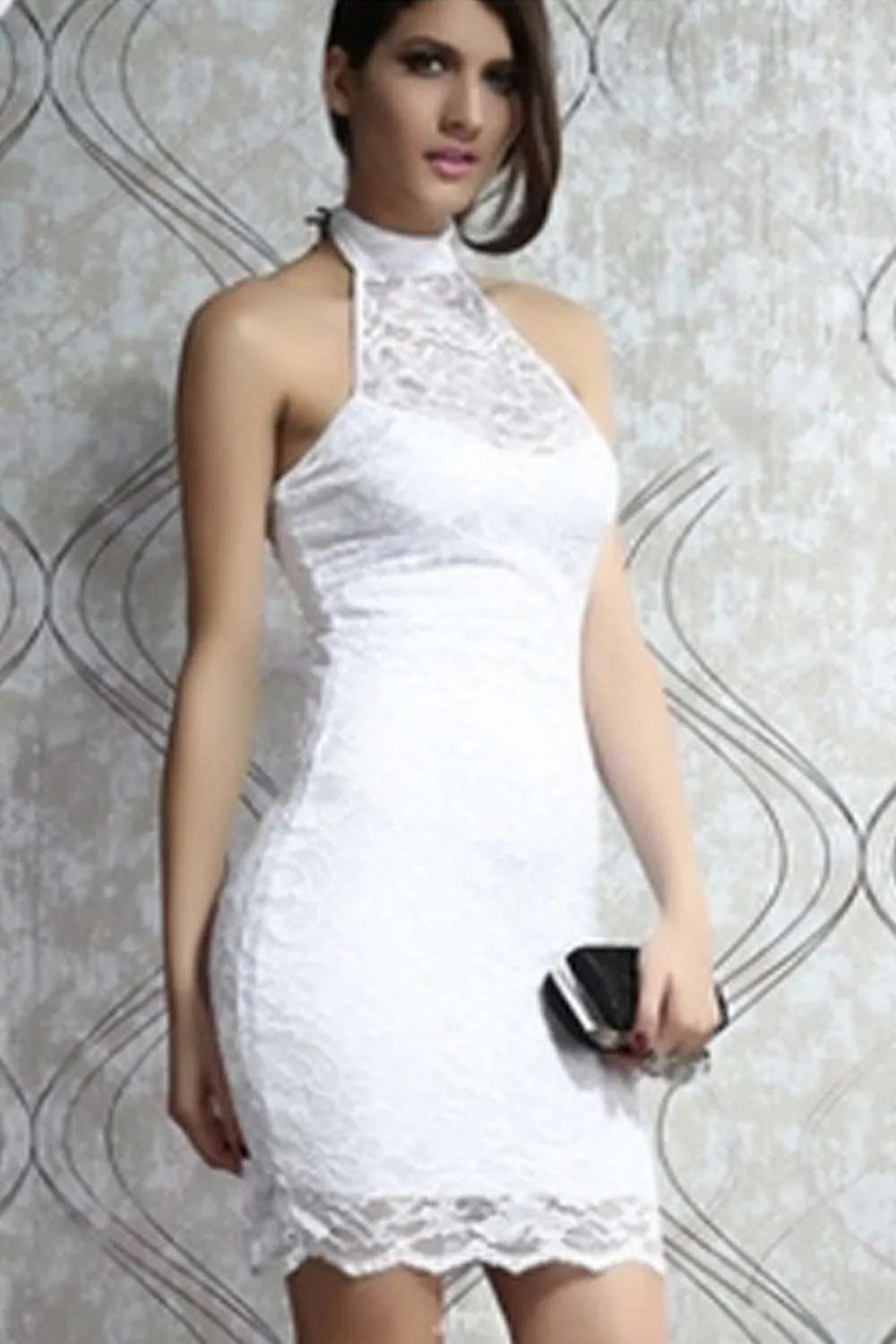 Ketty More Women's Sleeveless Short Length Covered Neck Lace Dress-KMWD036