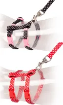 KITTEN WALKING SET SHITE DOTS BLACK/RED