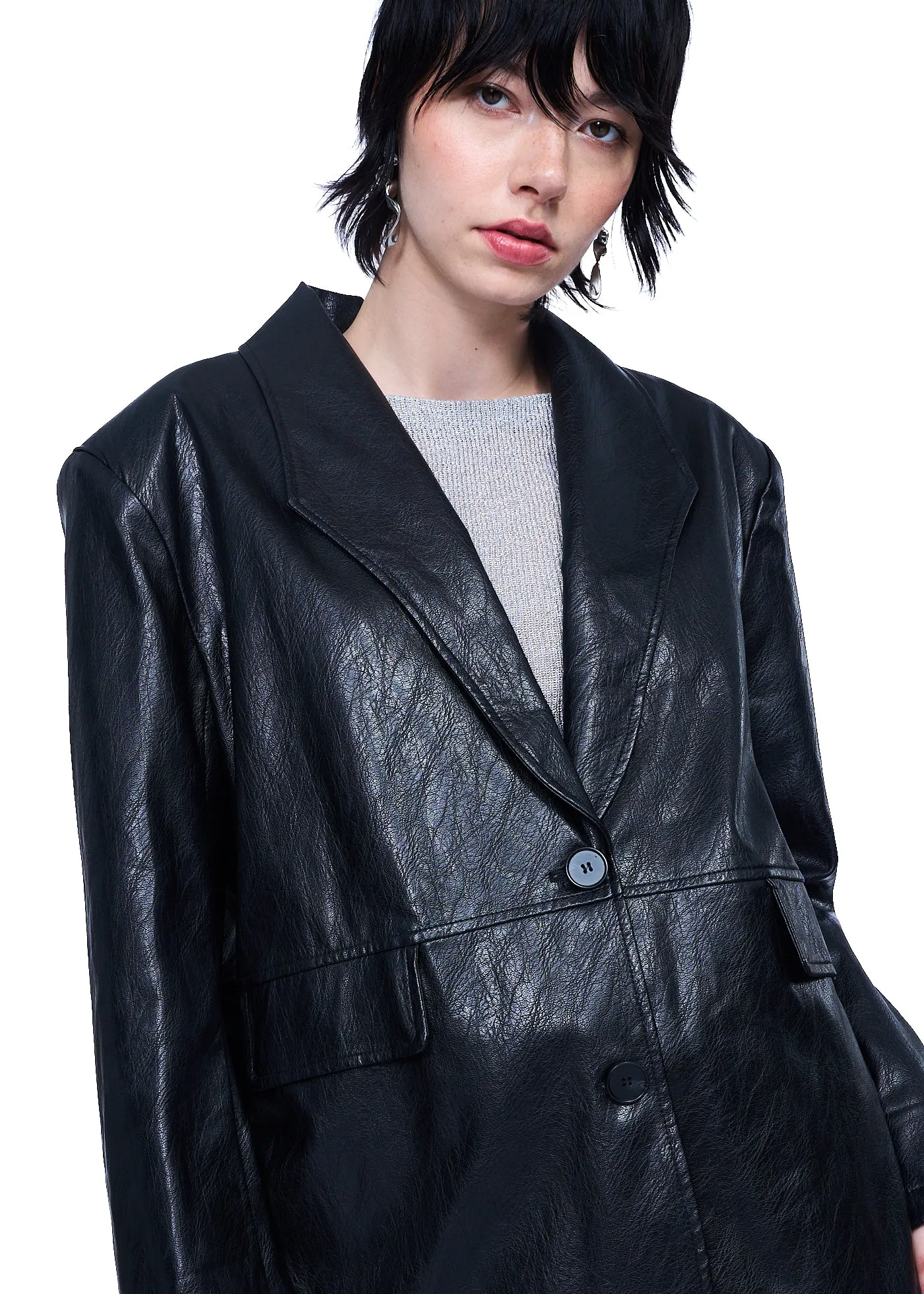 Klint Studio Textured Faux Leather Blazer