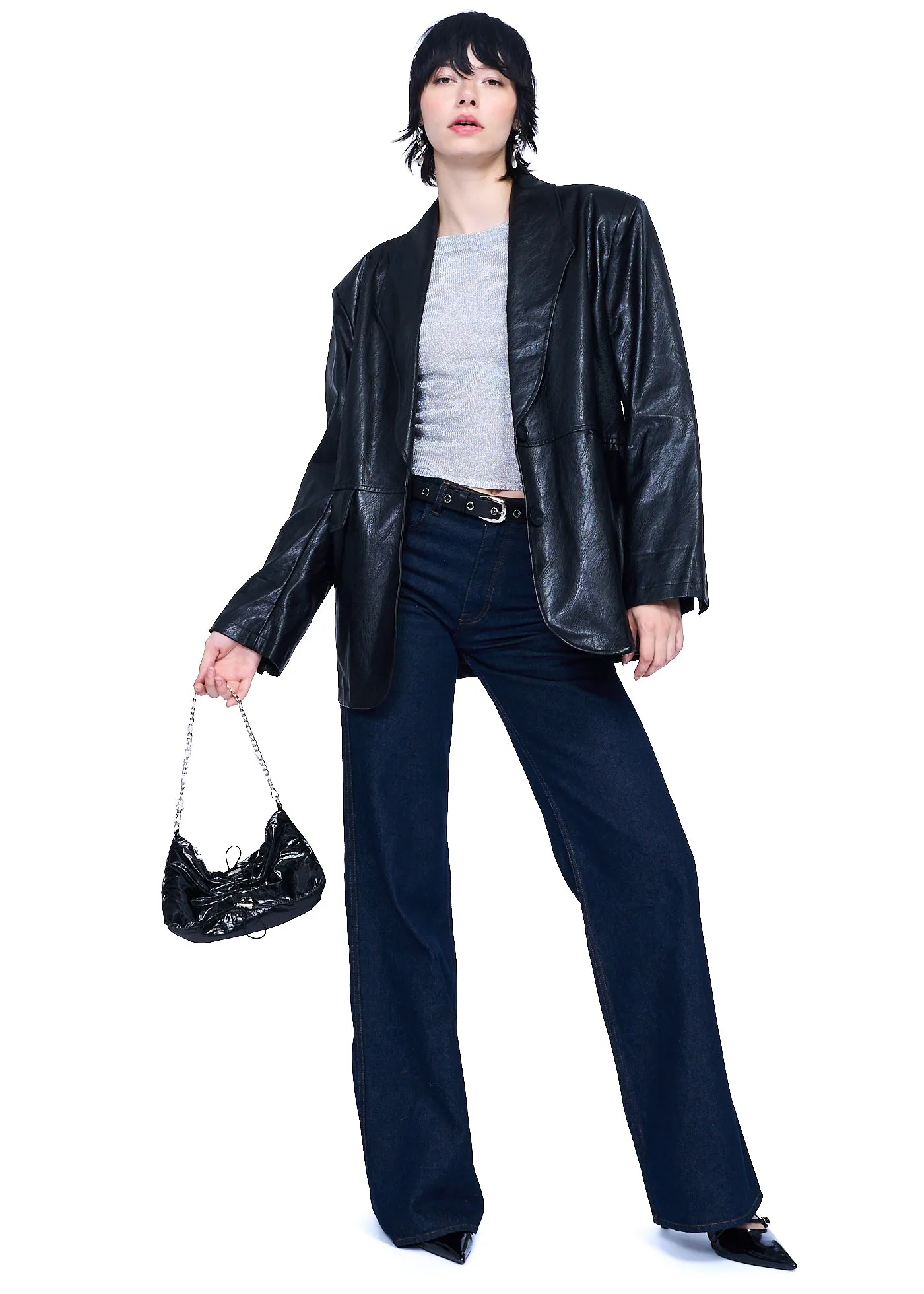 Klint Studio Textured Faux Leather Blazer
