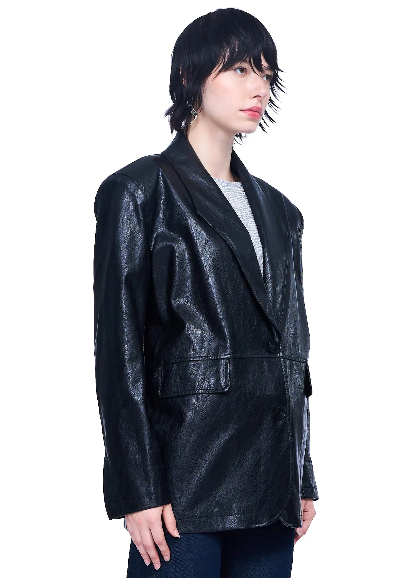 Klint Studio Textured Faux Leather Blazer