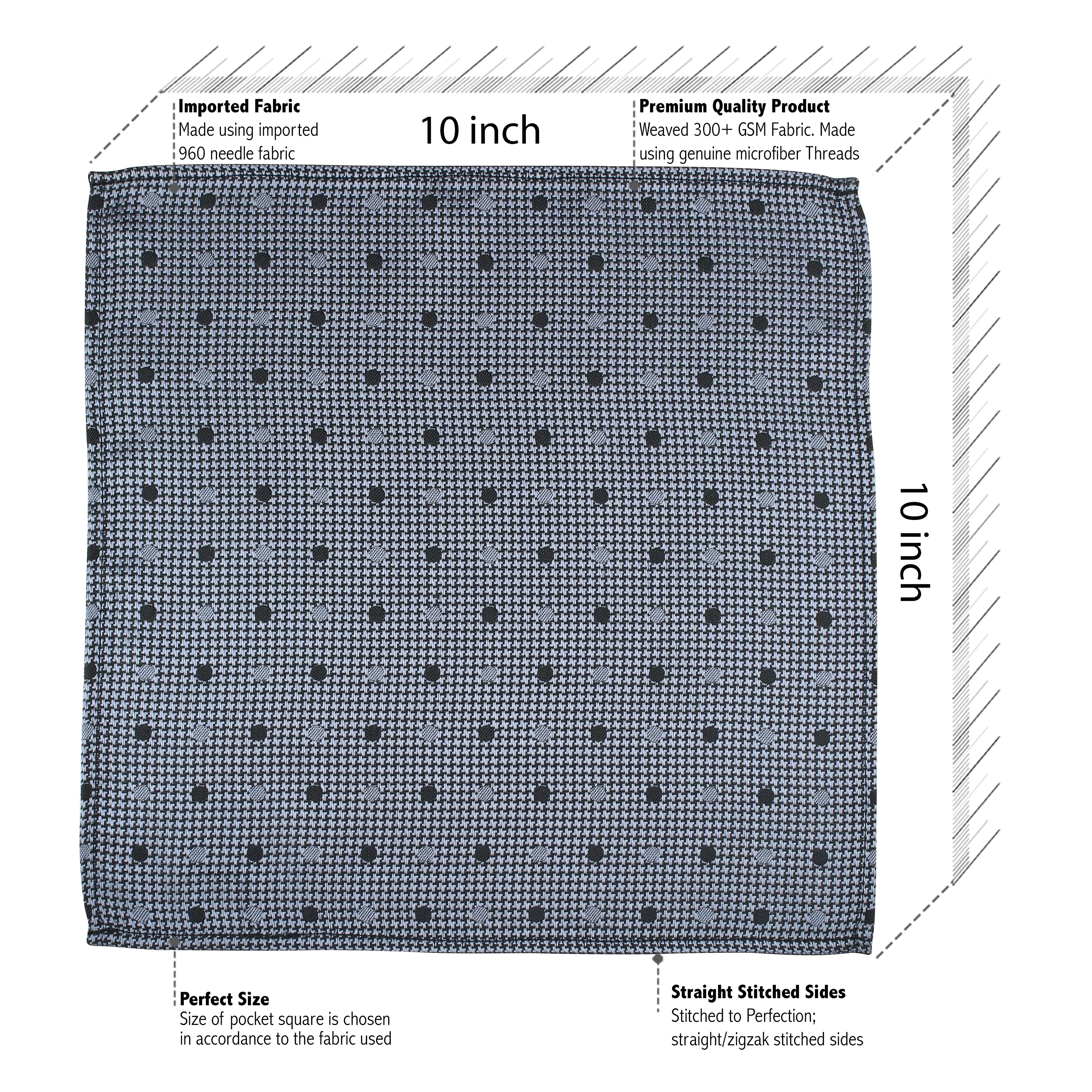 Kovove Black Polka Dot Pocket Square For Men