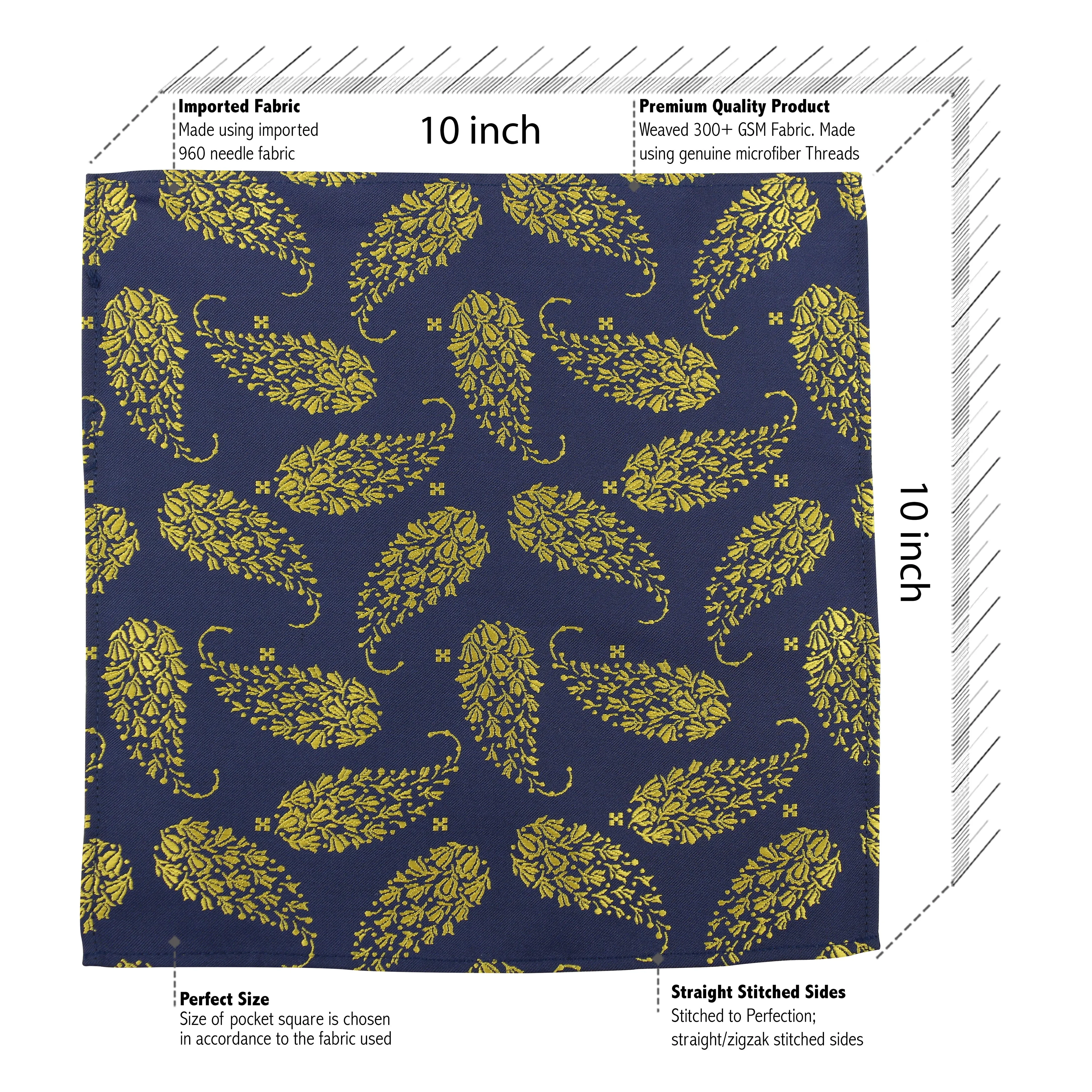 Kovove Blue and Yellow Floral Pocket Square For Men
