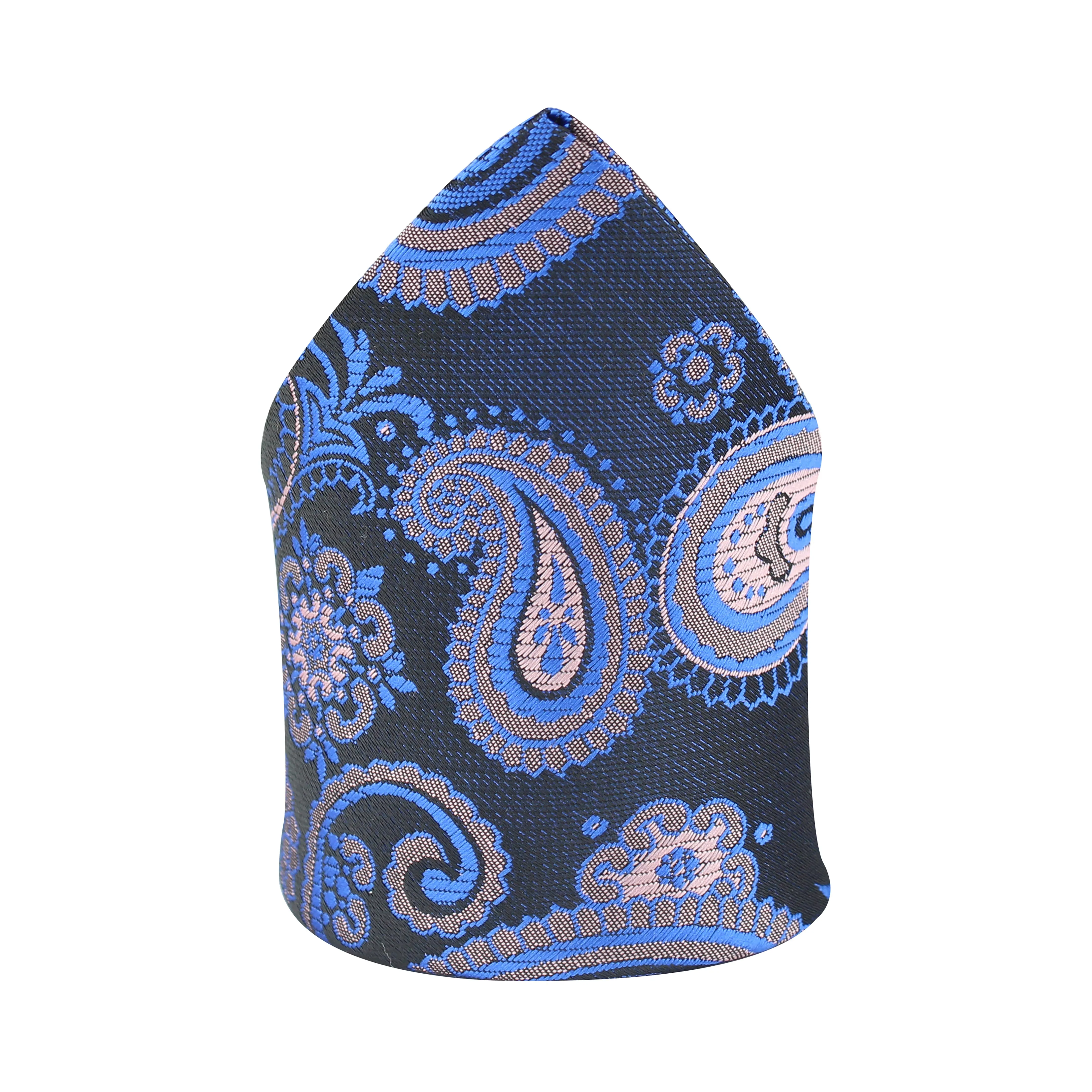 Kovove Blue Paisley Pocket Square For Men