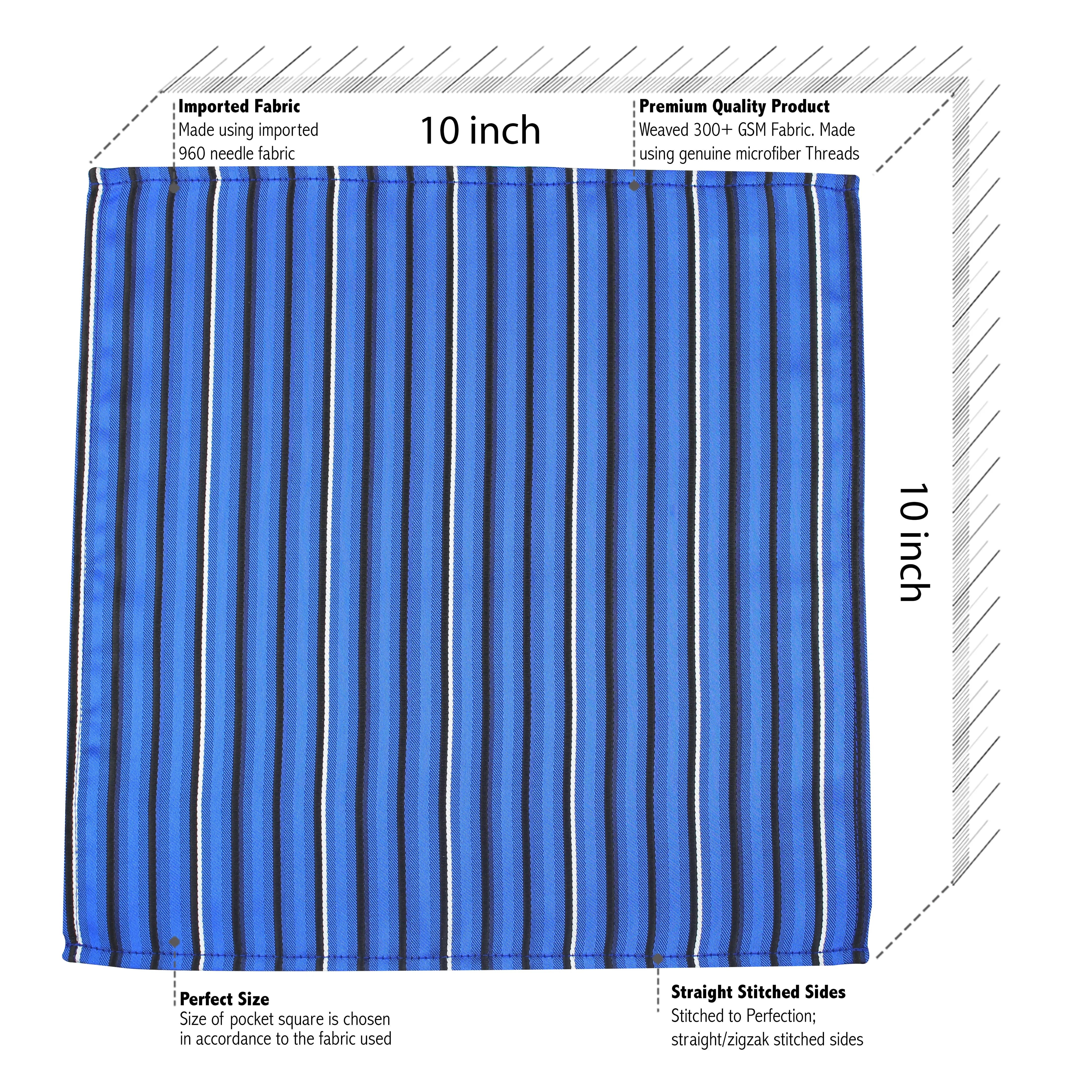 Kovove Blue Striped Pocket Square For Men