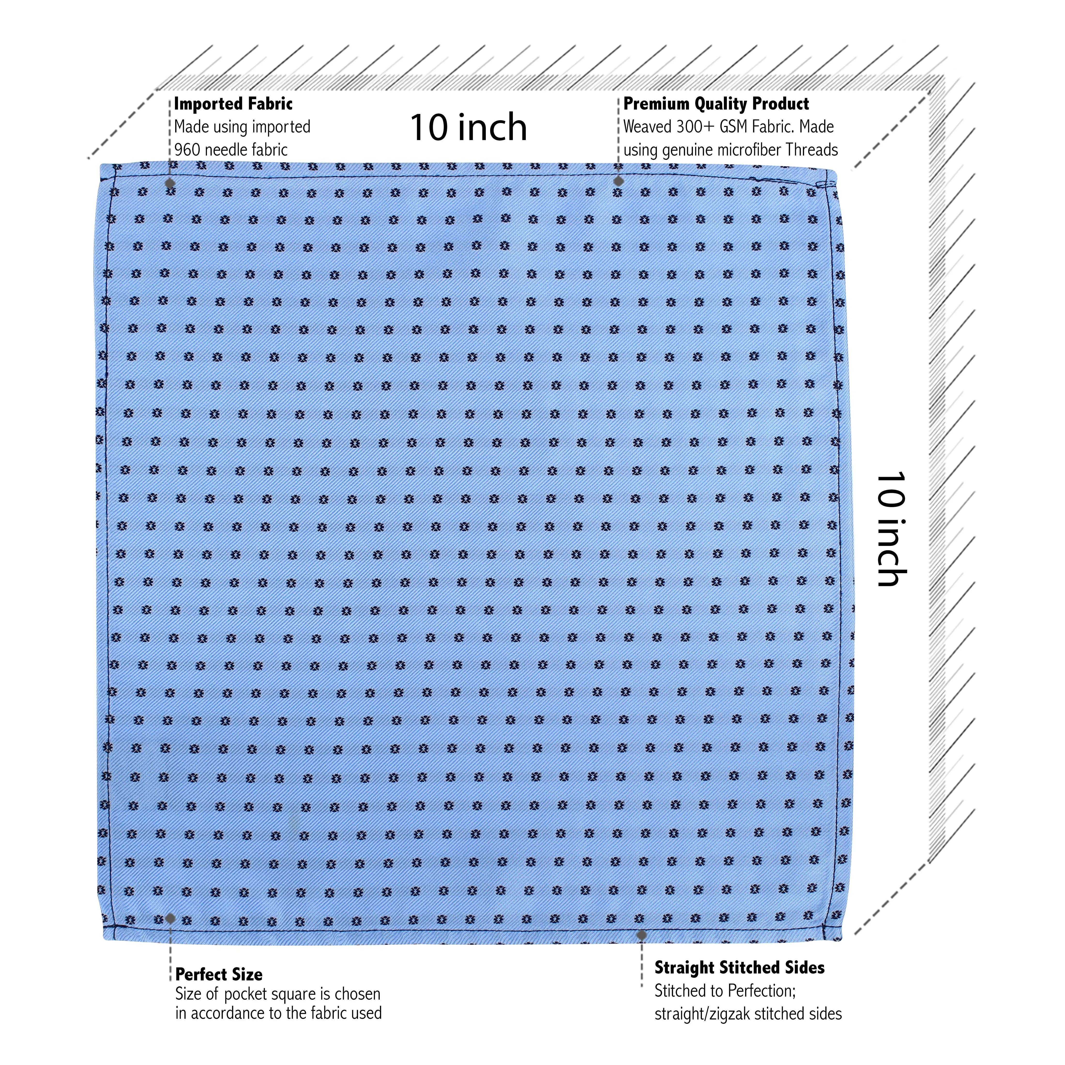 Kovove Classy Cyan Polka Dot Pocket Square For Men