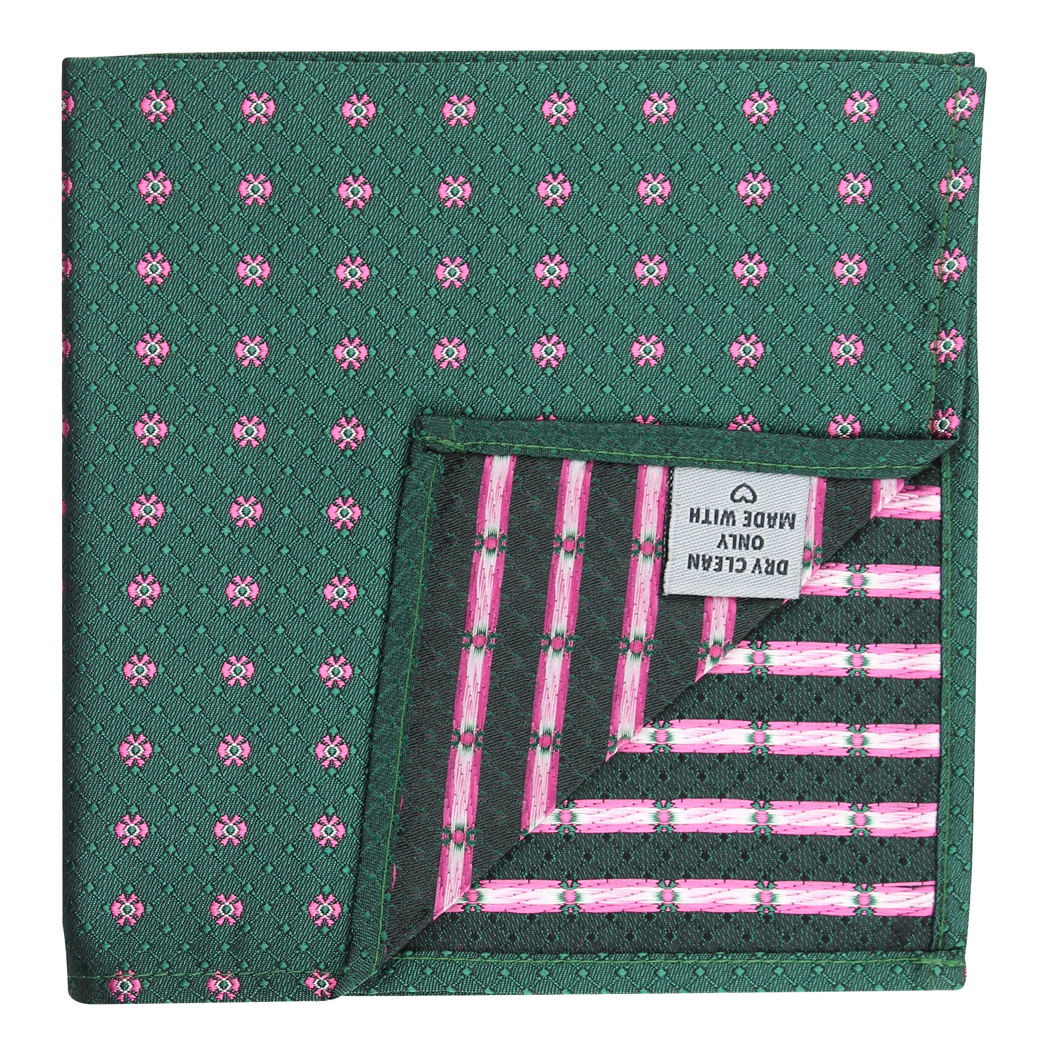 Kovove Elegant Green Floral Pocket Square For Men