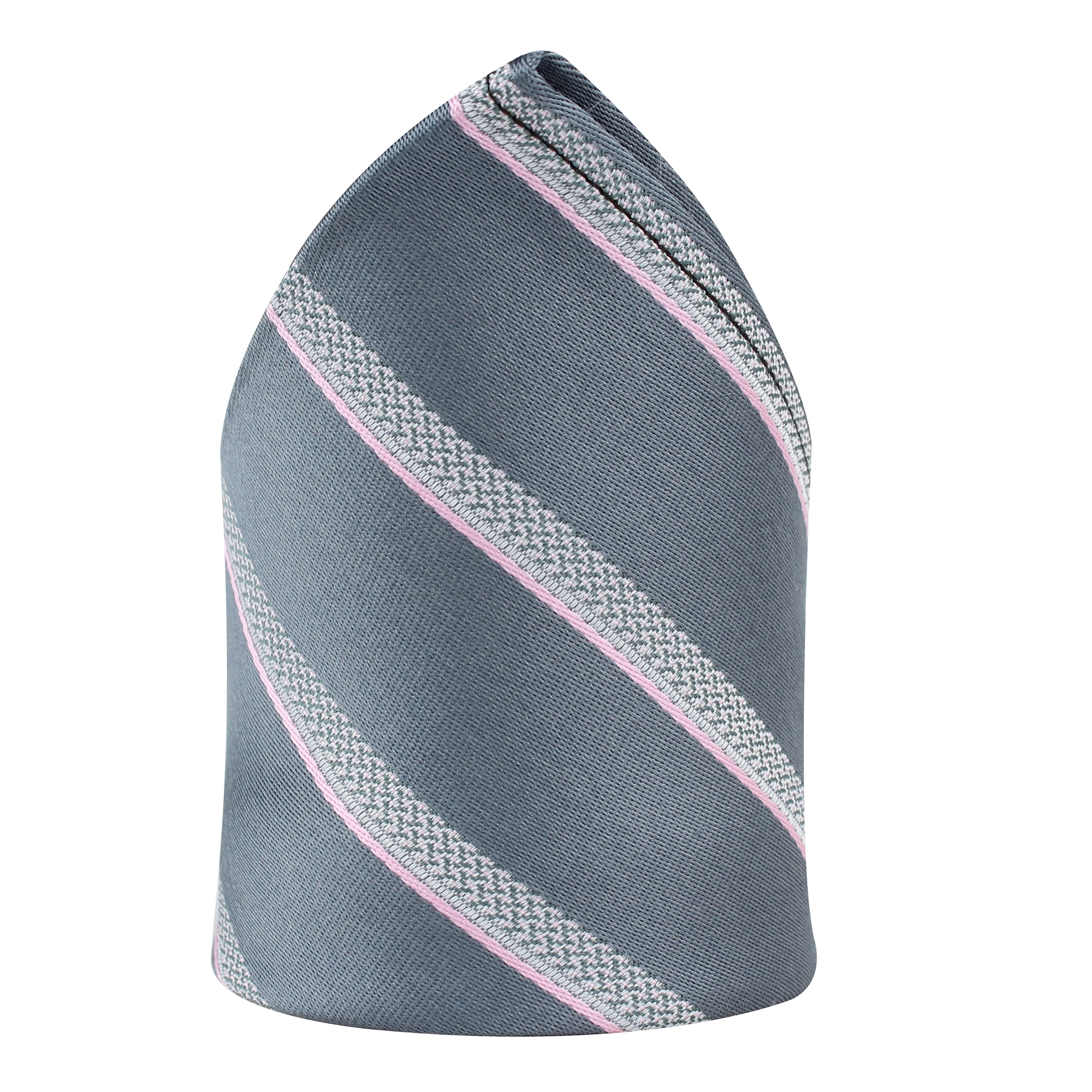 Kovove Elegant Grey Striped Pocket Square For Men