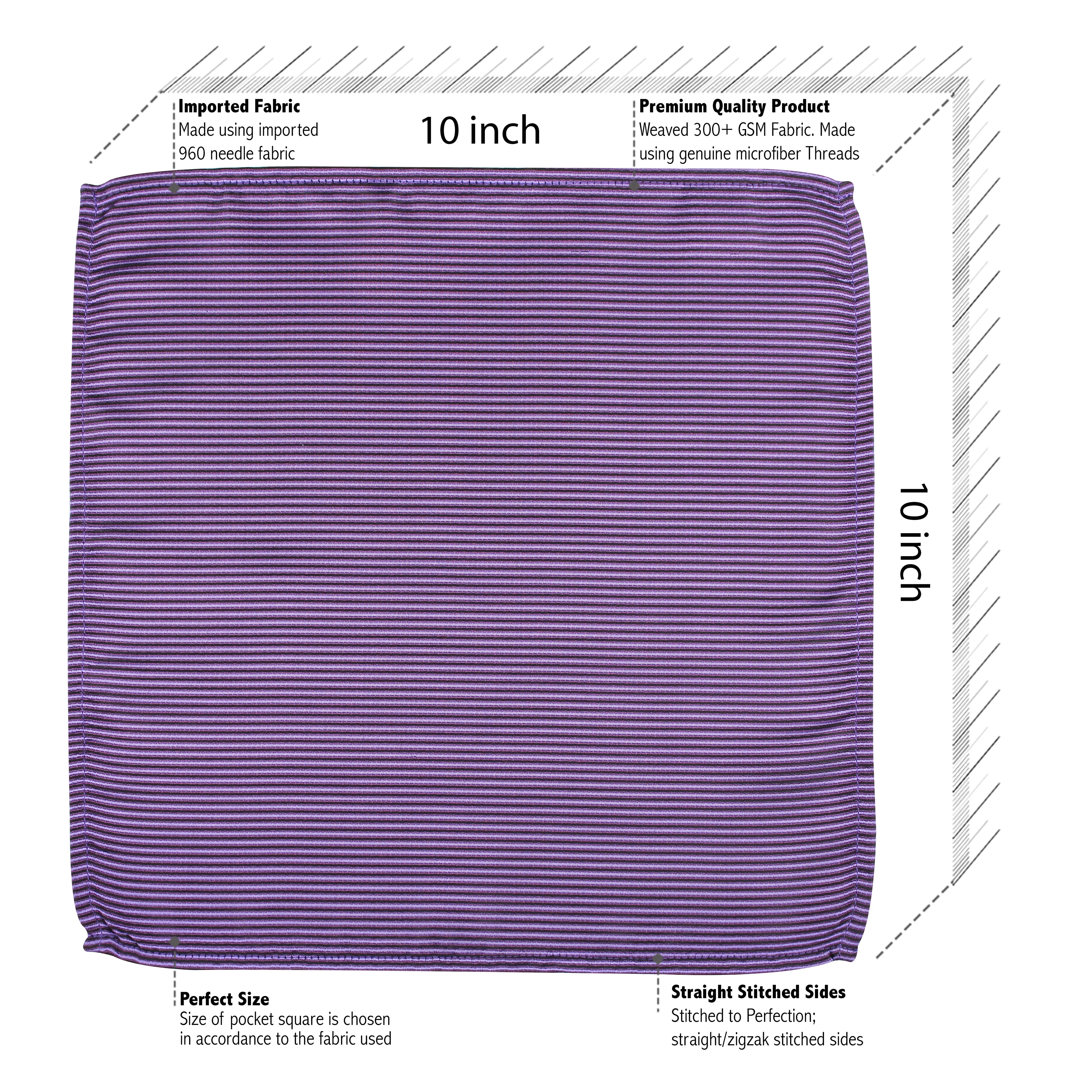 Kovove Elegant Purple Striped Pocket Square For Men
