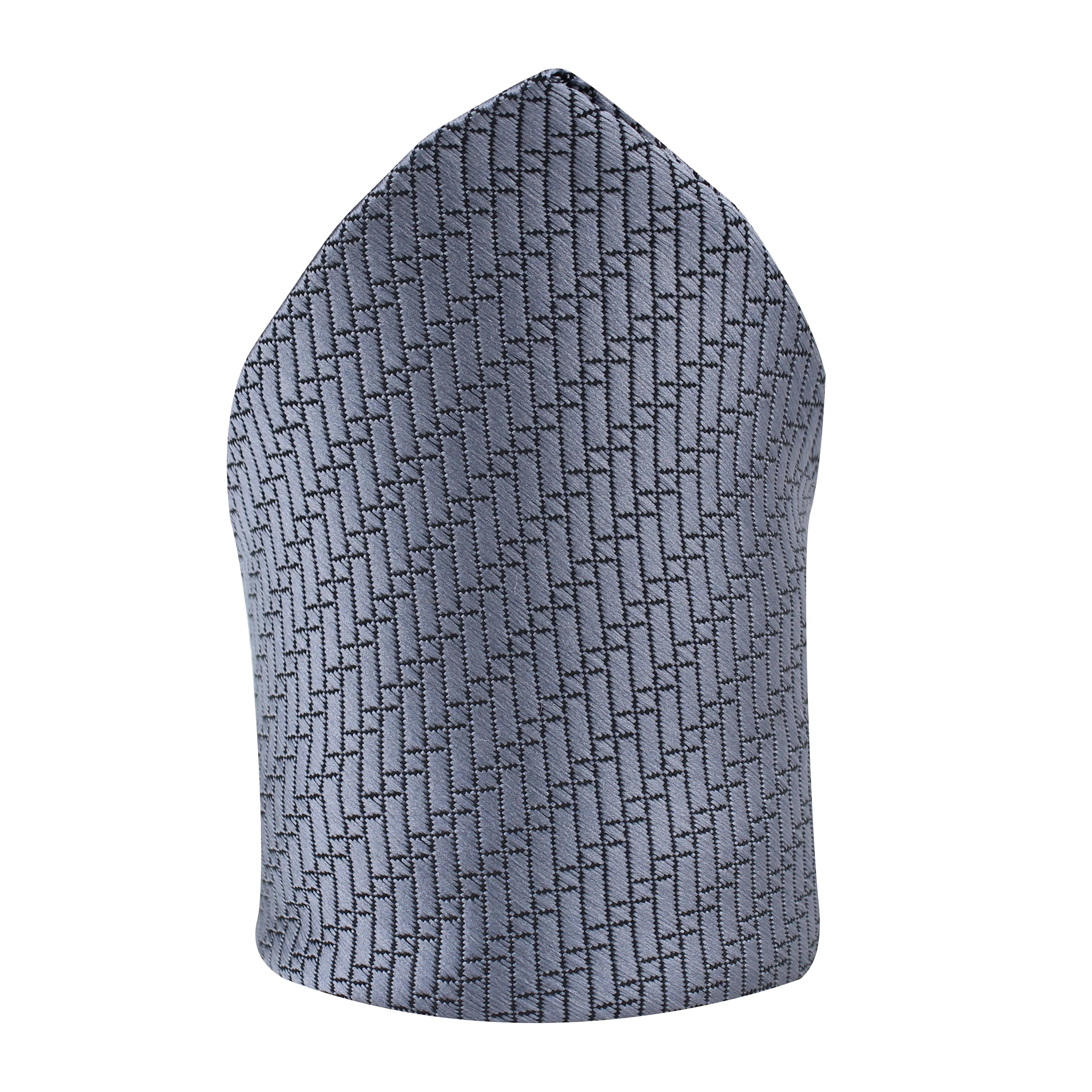 Kovove Grey Self Design Pocket Square For Men