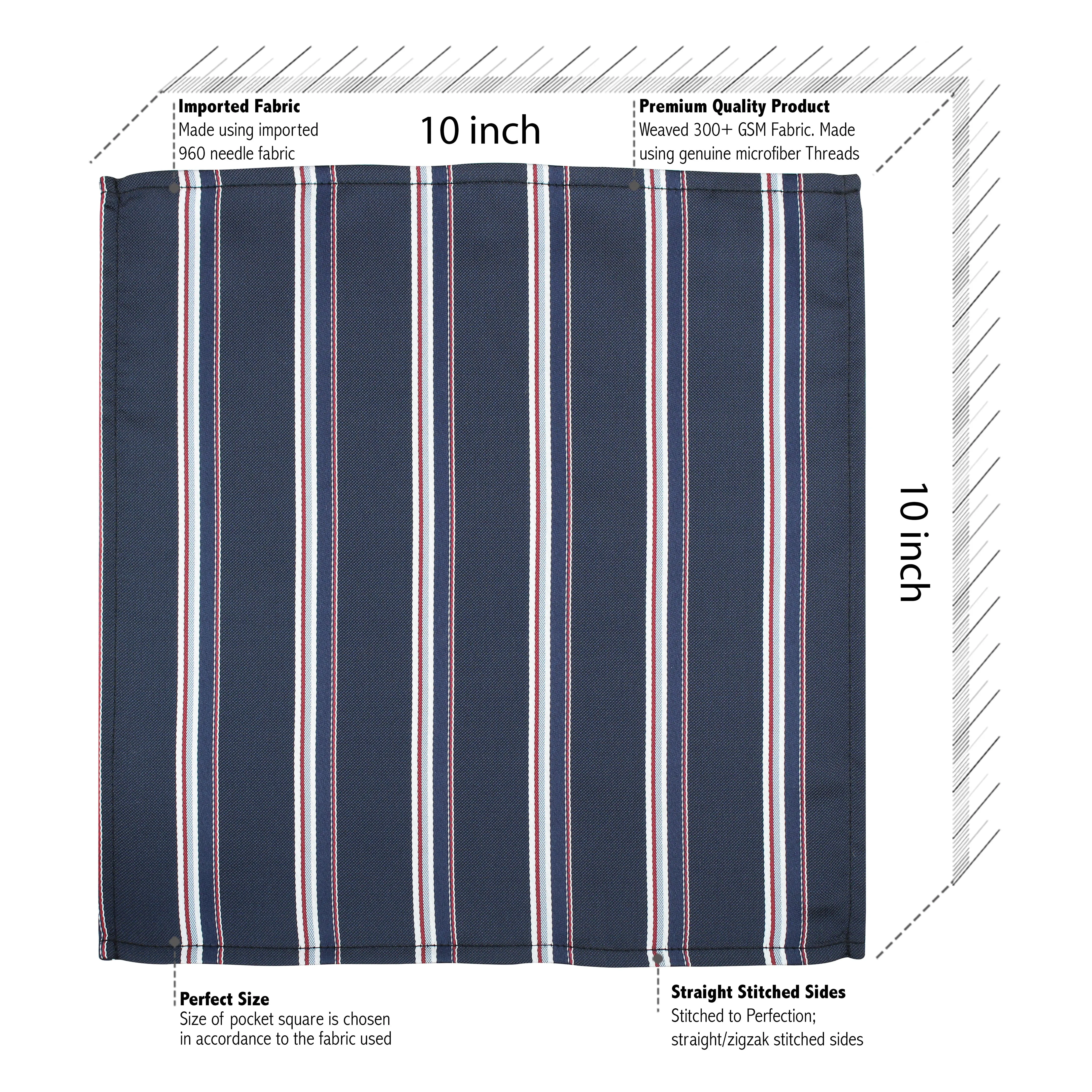 Kovove Pleasing Blue Striped Pocket Square For Men