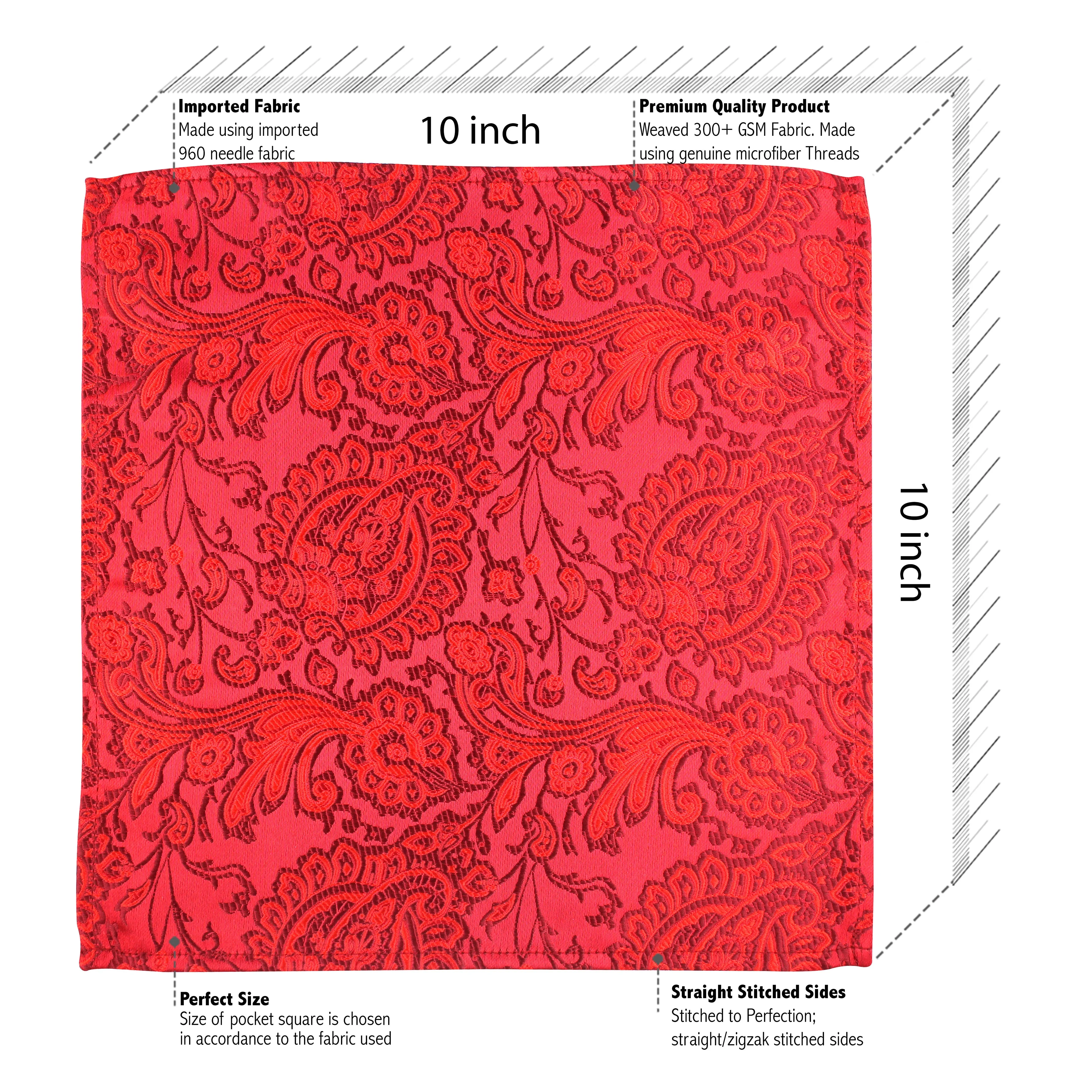 Kovove Red Floral Pocket Square For Men