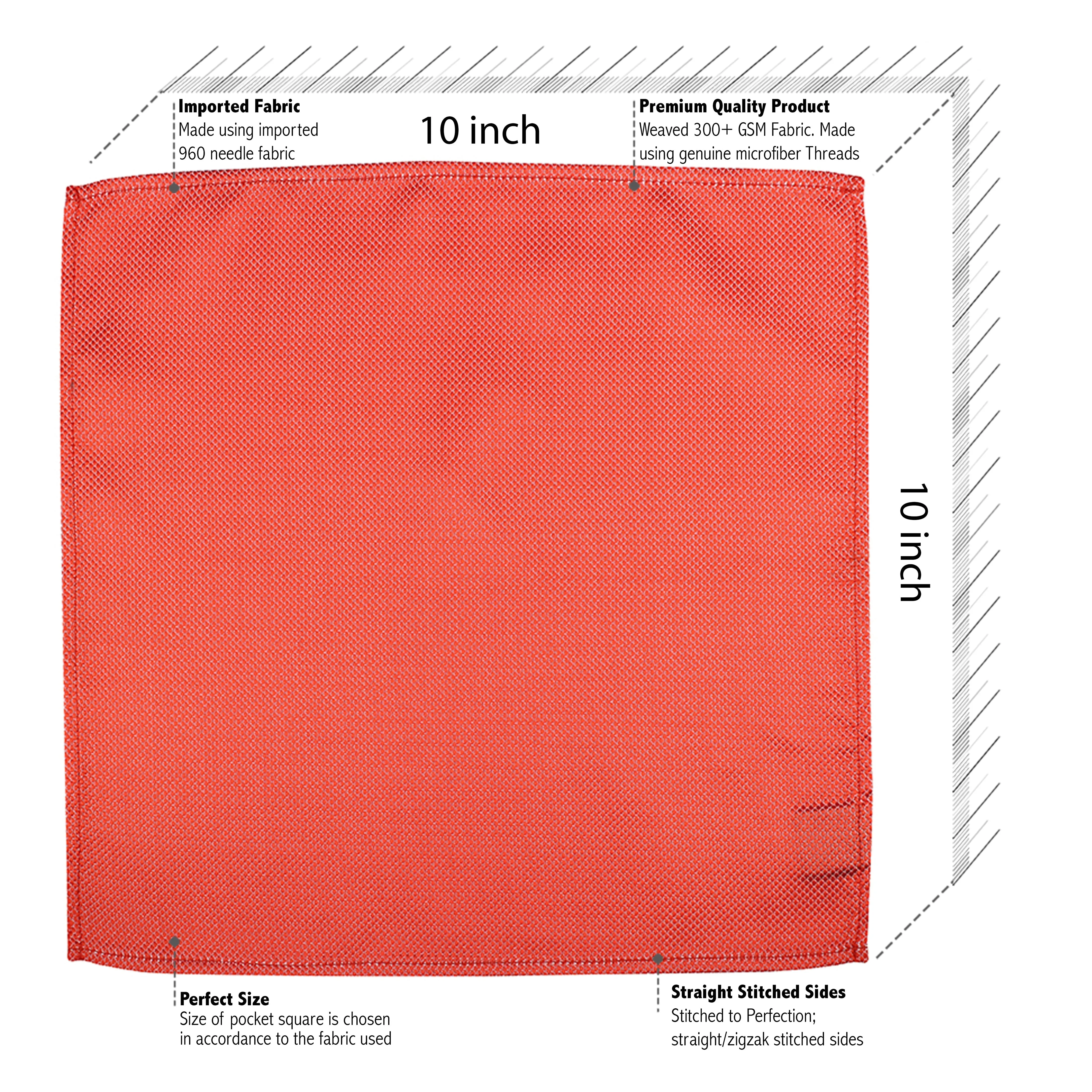 Kovove Red Self Design Pocket Square For Men