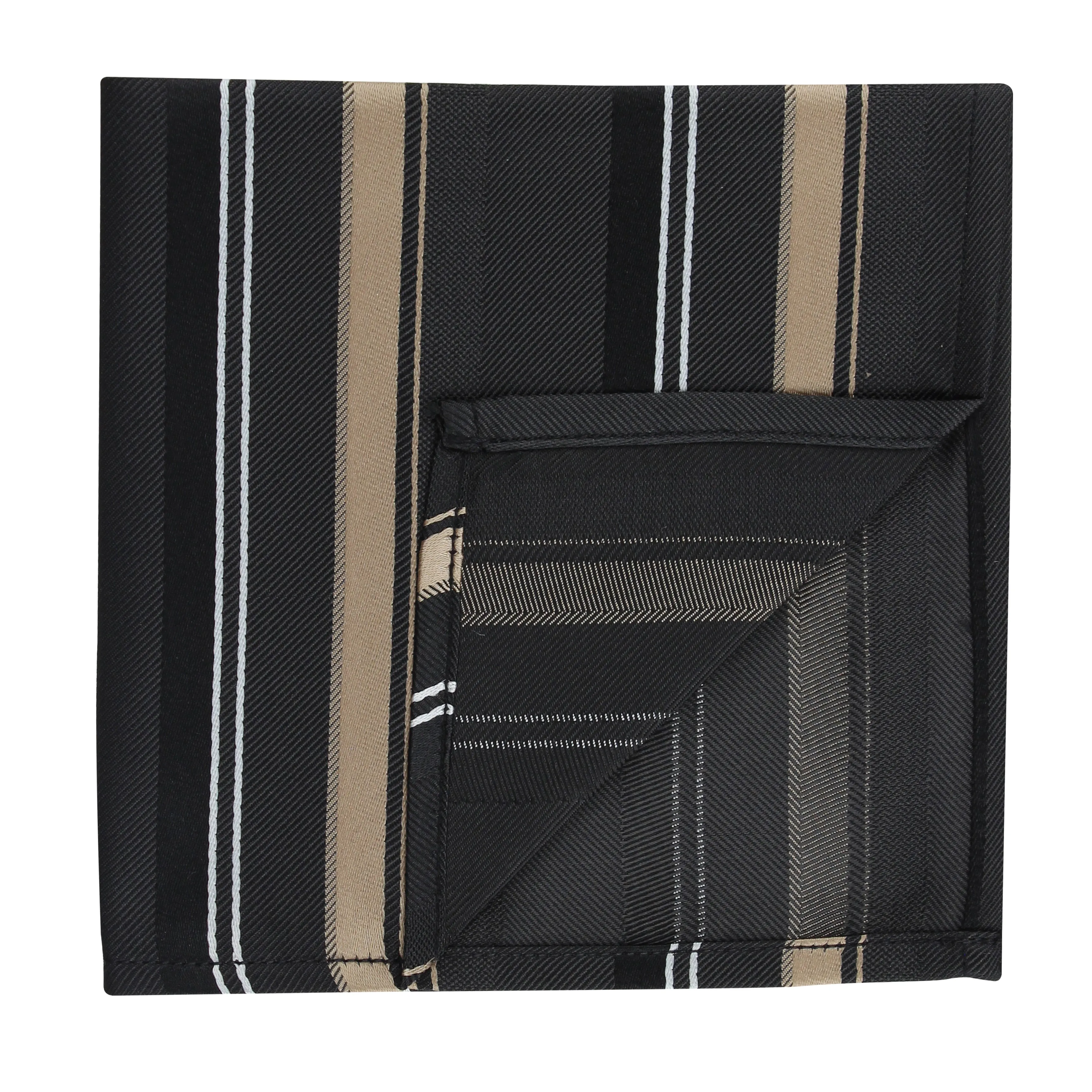 Kovove Smoothing Black Striped Pocket Square For Men