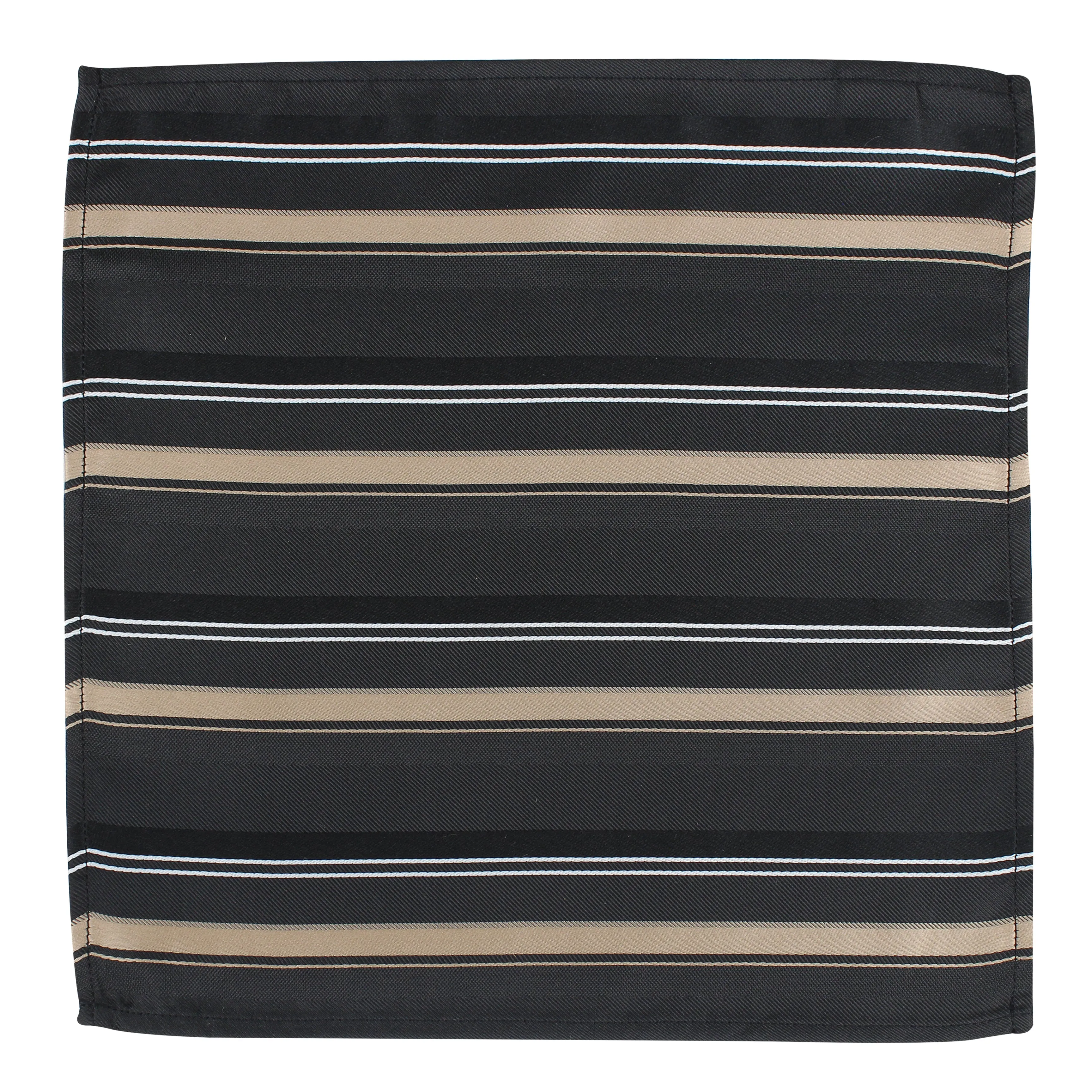 Kovove Smoothing Black Striped Pocket Square For Men
