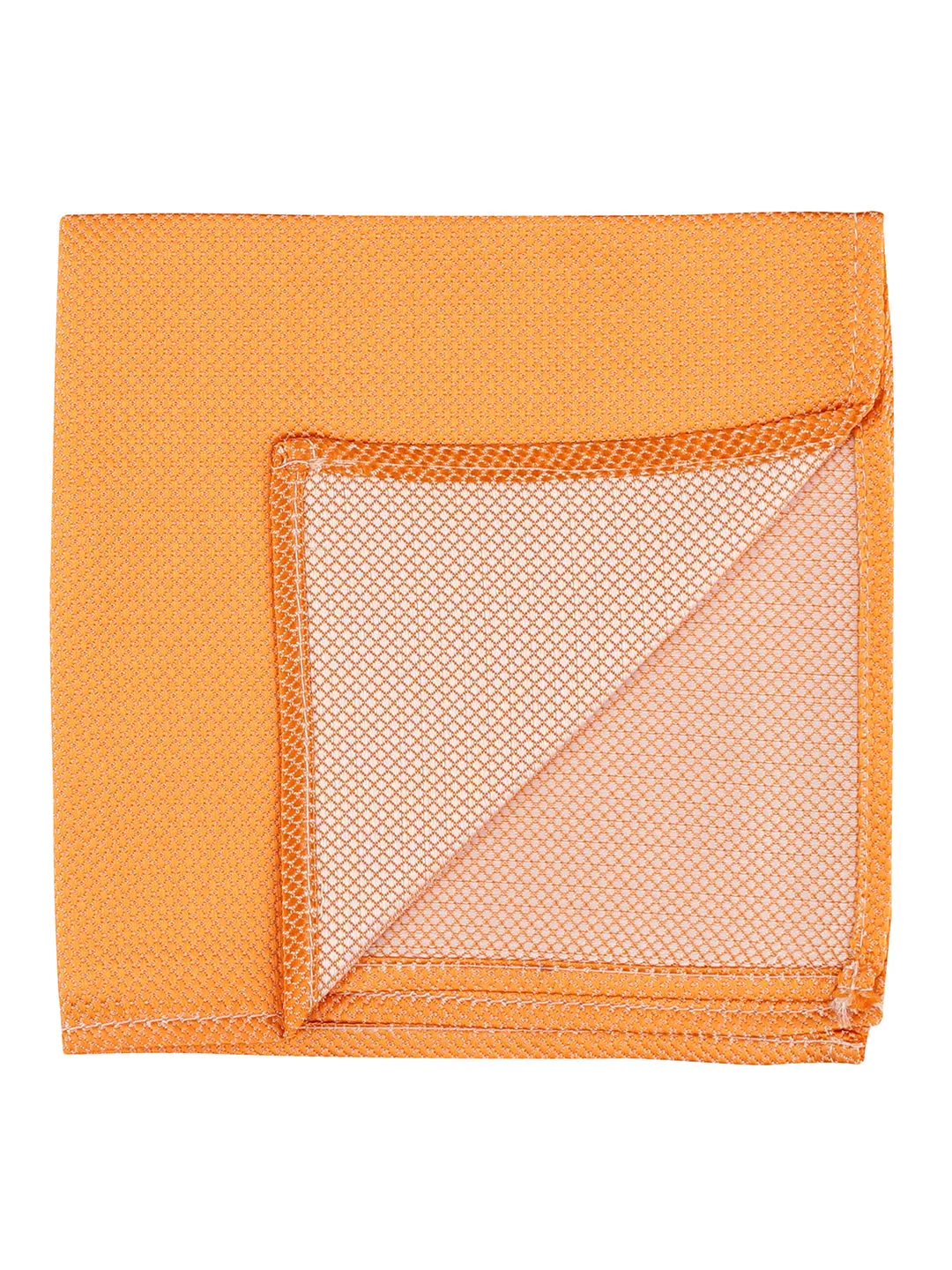 Kovove The Elegant Self Checkered Orange Pocket Square For Men