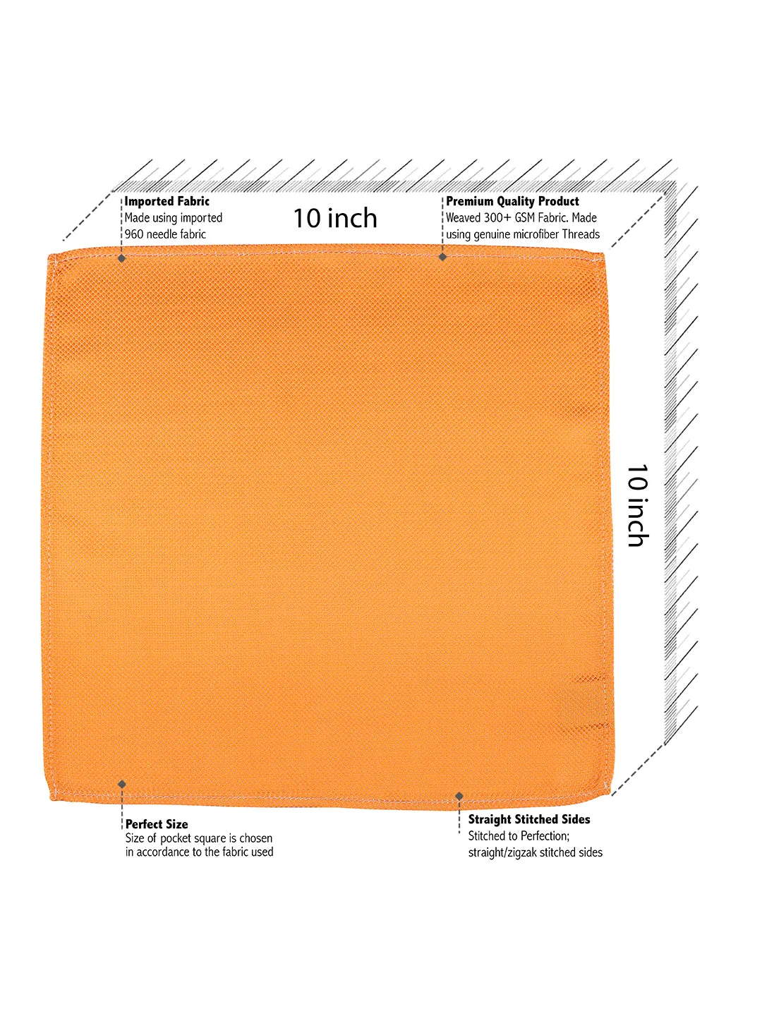 Kovove The Elegant Self Checkered Orange Pocket Square For Men