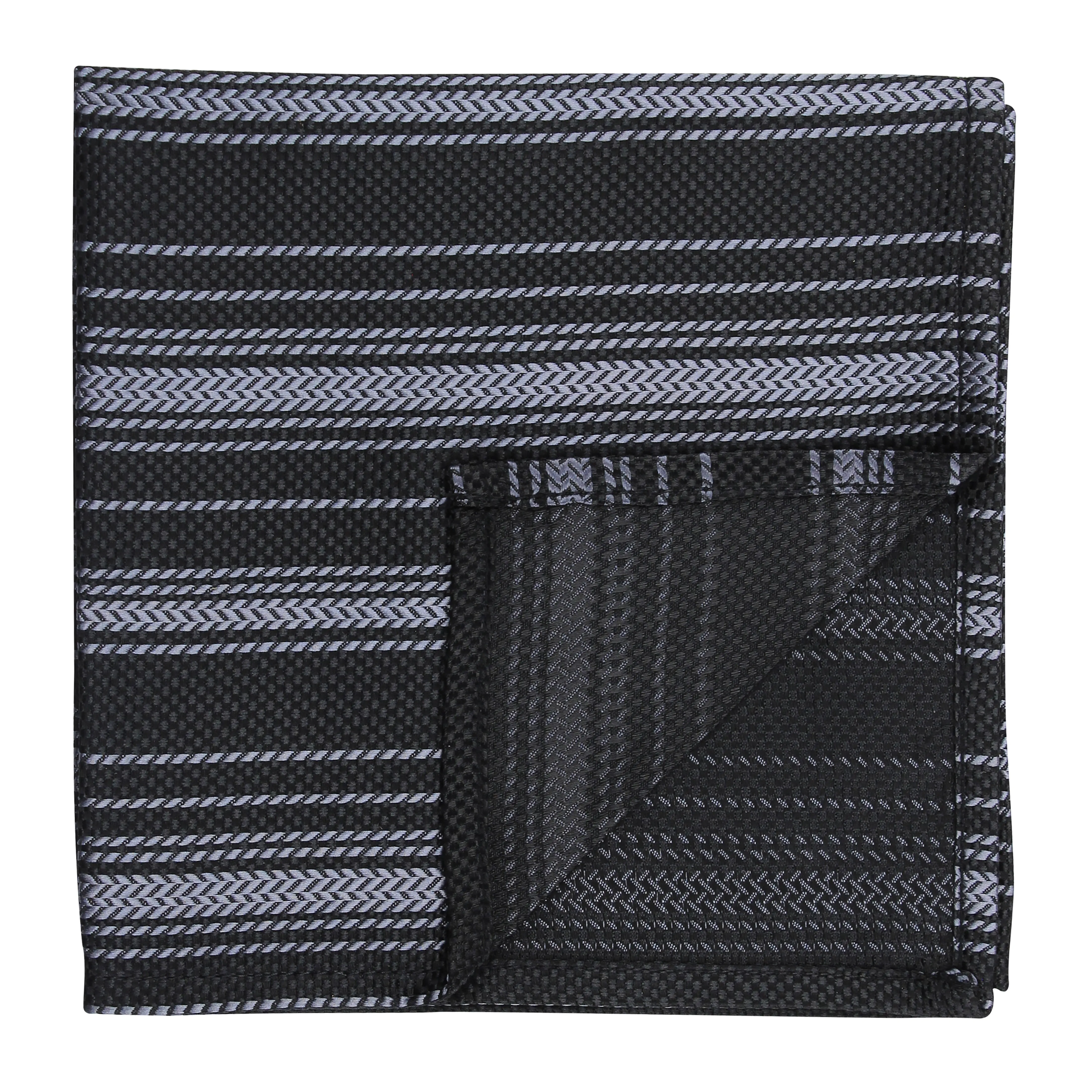 Kovove The Trend Setter Black Striped Pocket Square For Men