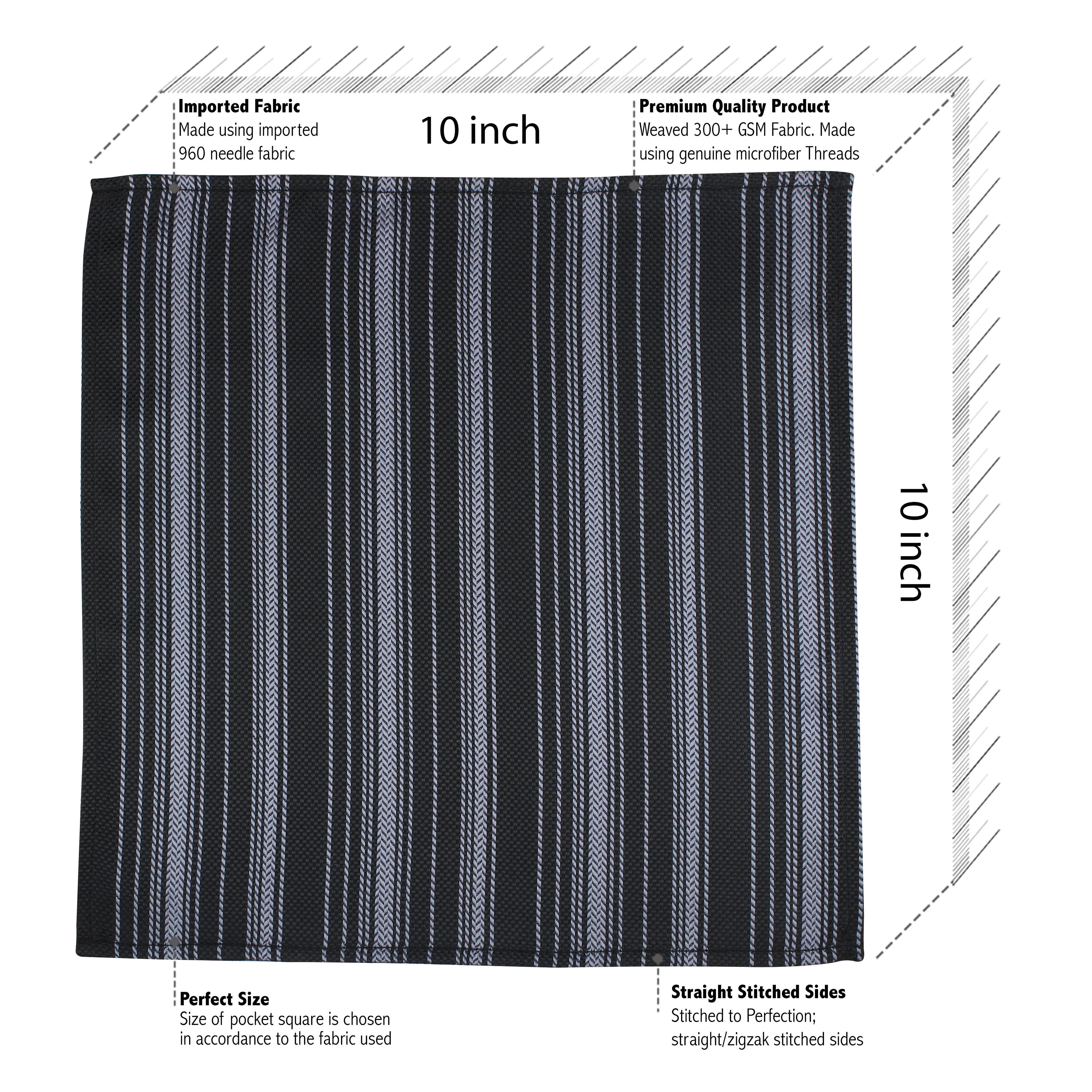 Kovove The Trend Setter Black Striped Pocket Square For Men