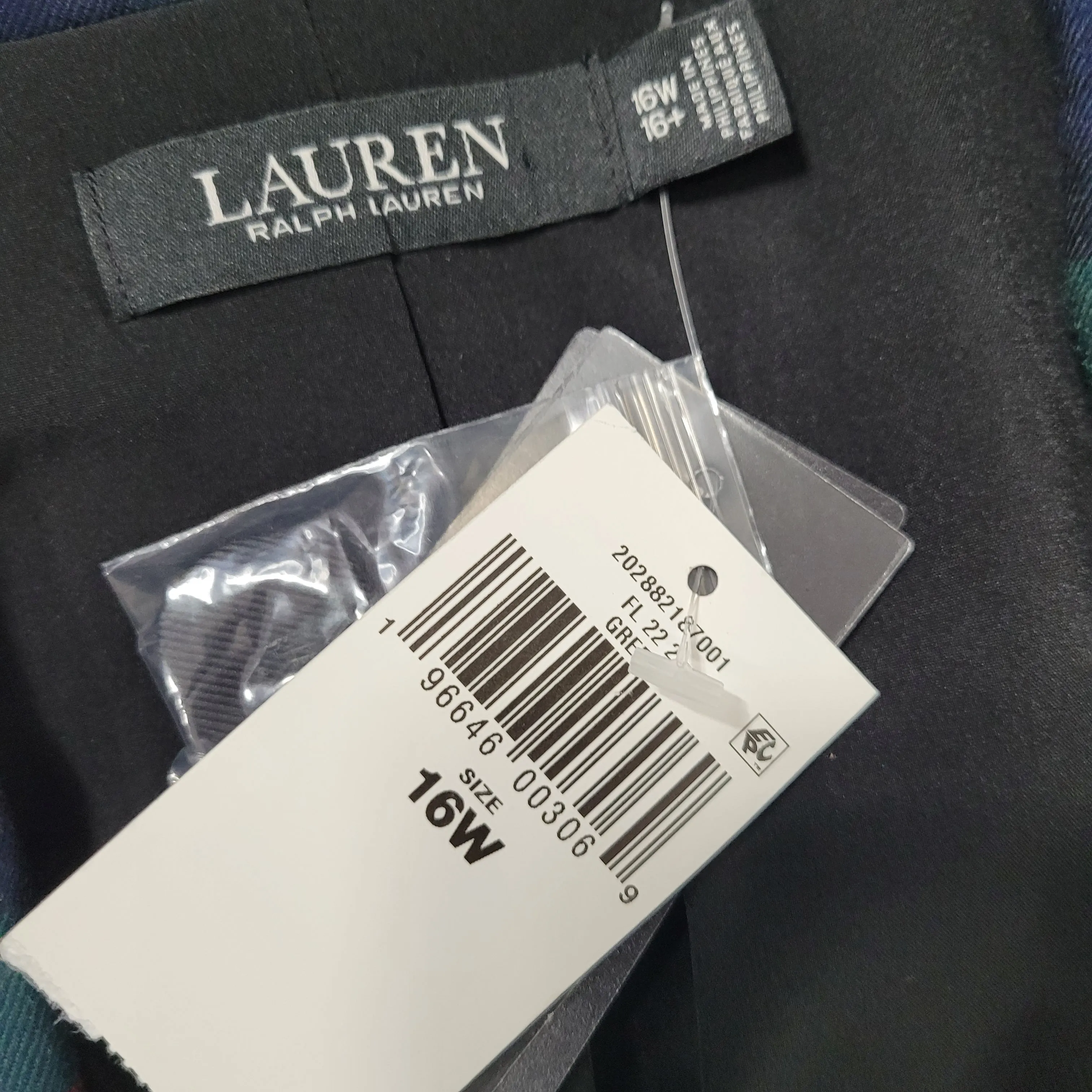 Lauren Ralph Lauren Bullion Plaid Wool-Blend Twill Blazer Size 16W