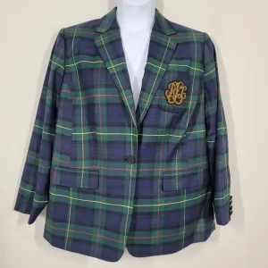 Lauren Ralph Lauren Bullion Plaid Wool-Blend Twill Blazer Size 16W