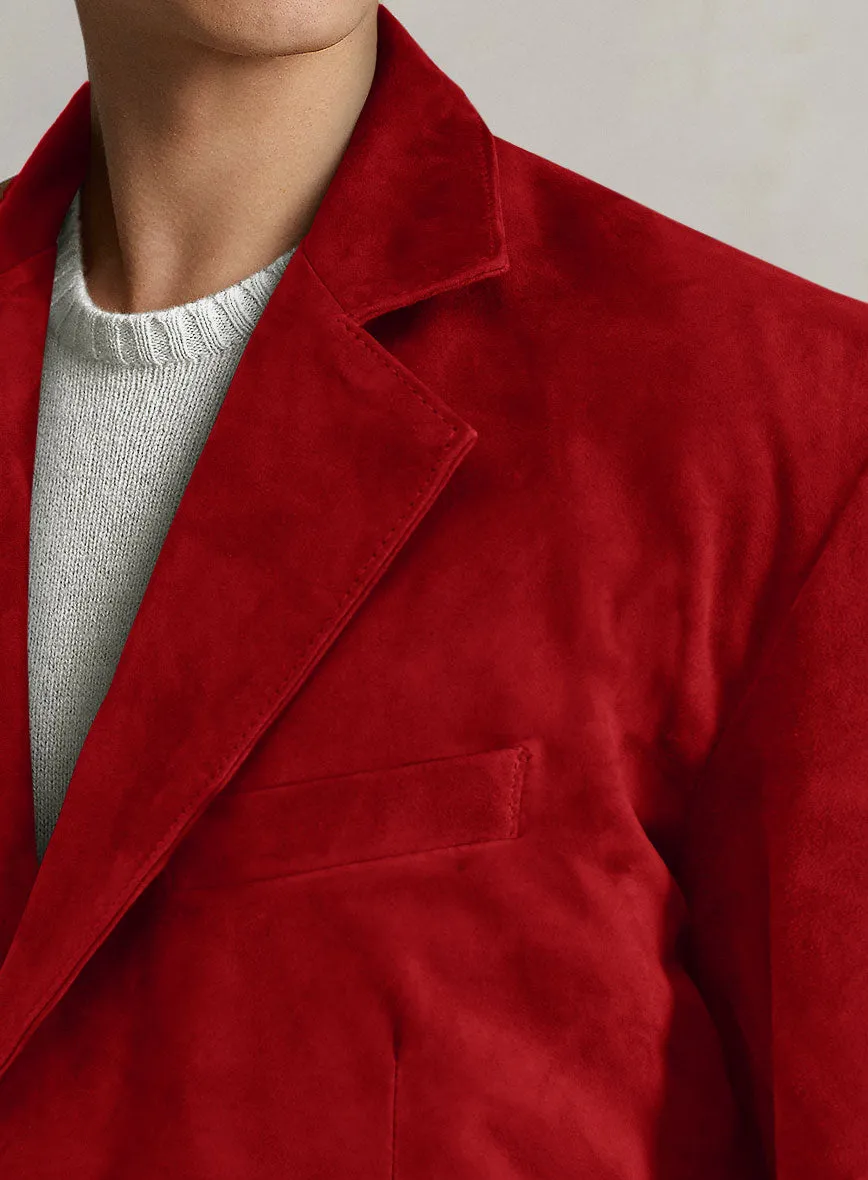 Lava Red Suede Leather Blazer
