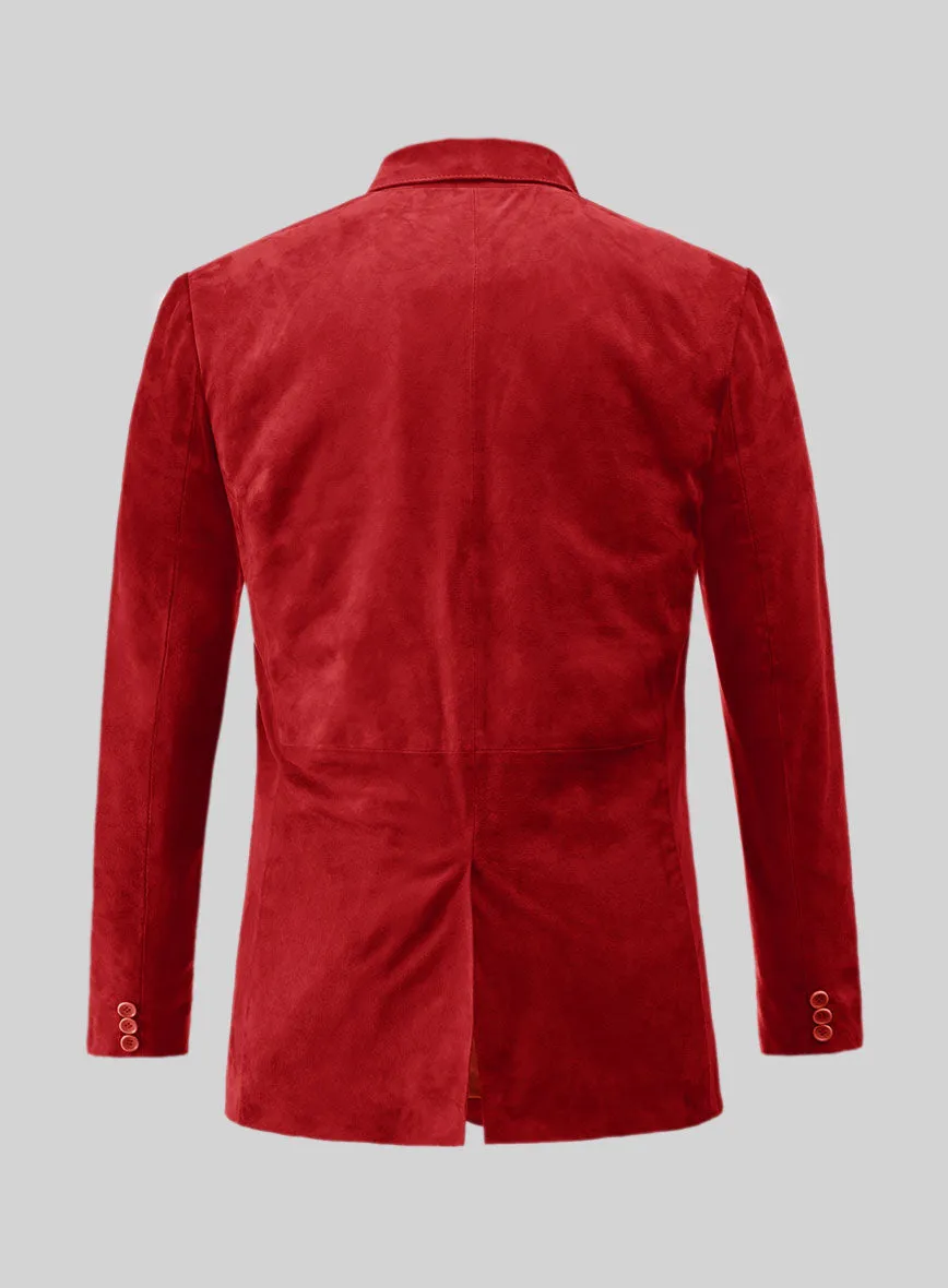 Lava Red Suede Leather Blazer