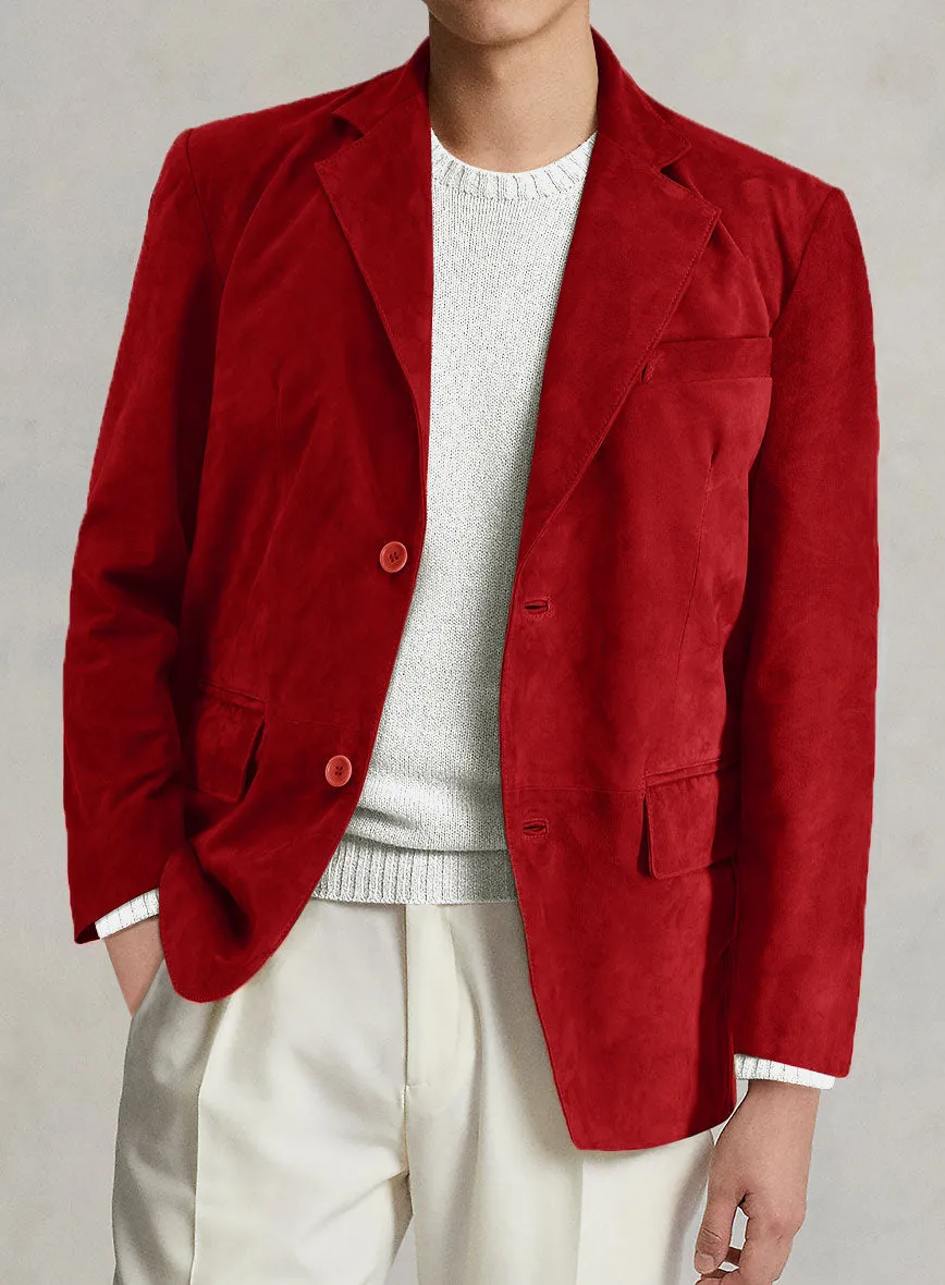 Lava Red Suede Leather Blazer