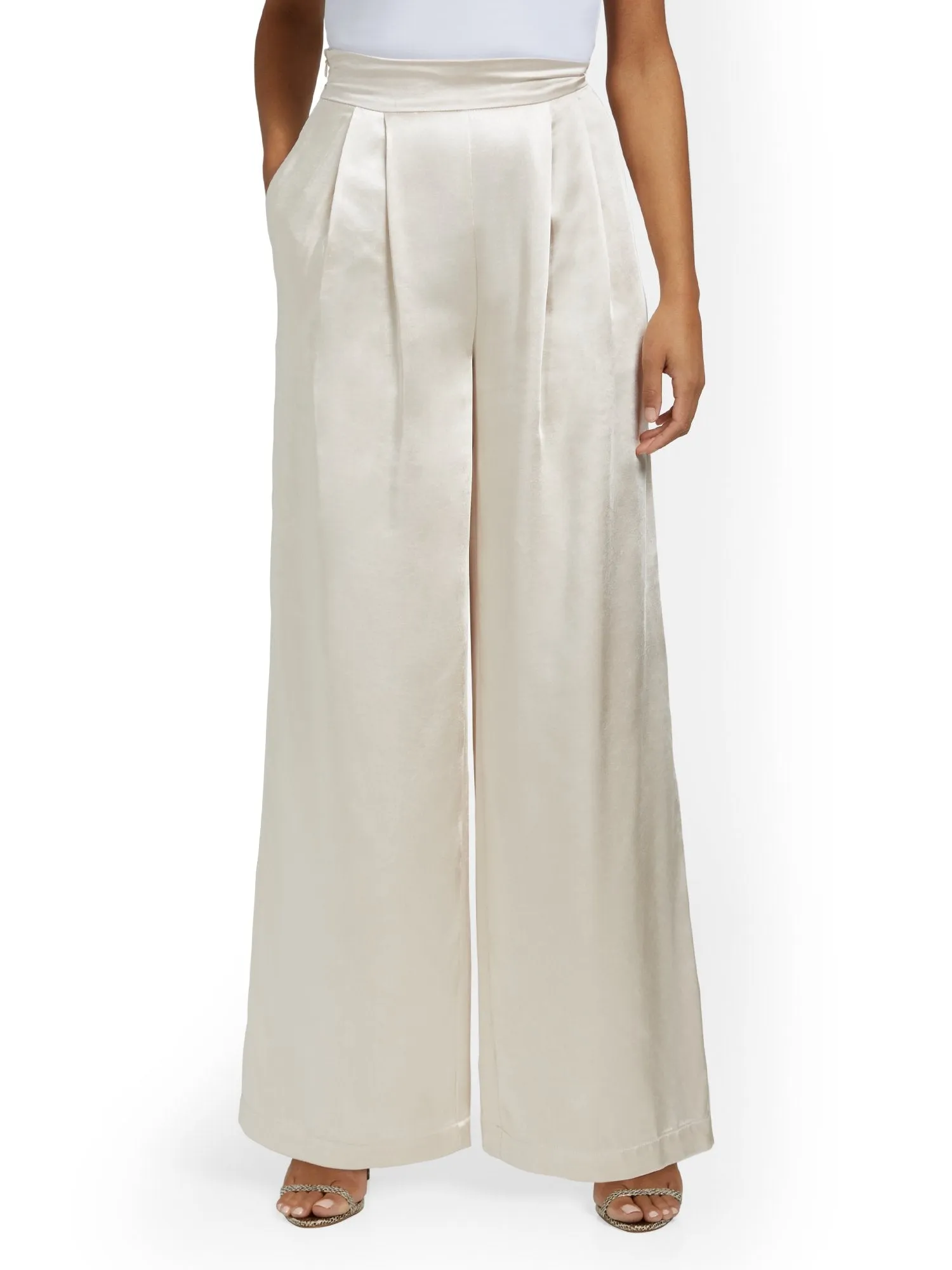Lena 2-Piece Satin Blazer & Wide-Leg Pant Set - Brands We Love