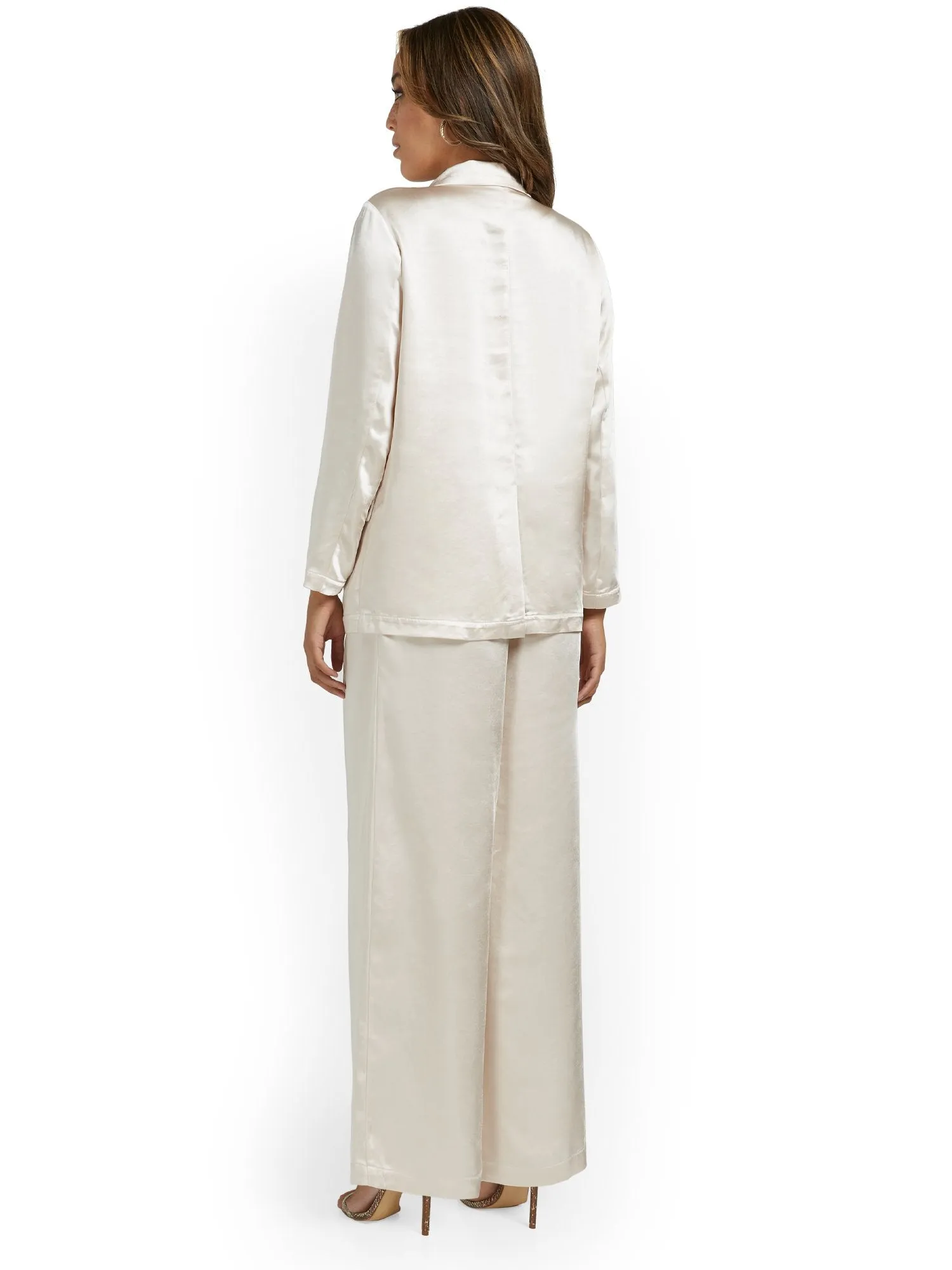 Lena 2-Piece Satin Blazer & Wide-Leg Pant Set - Brands We Love