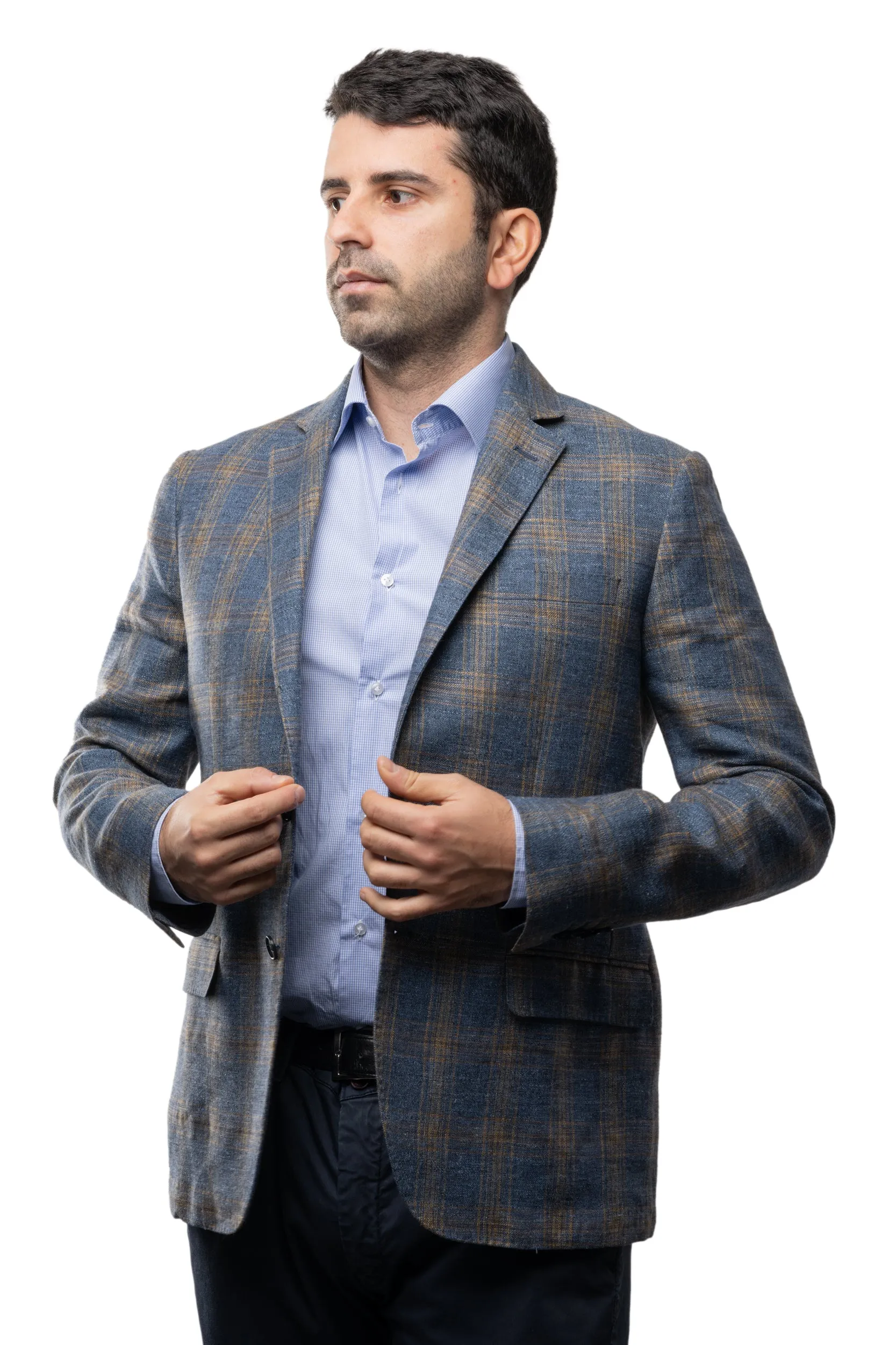 Light Blue/Sand Linen Blazer