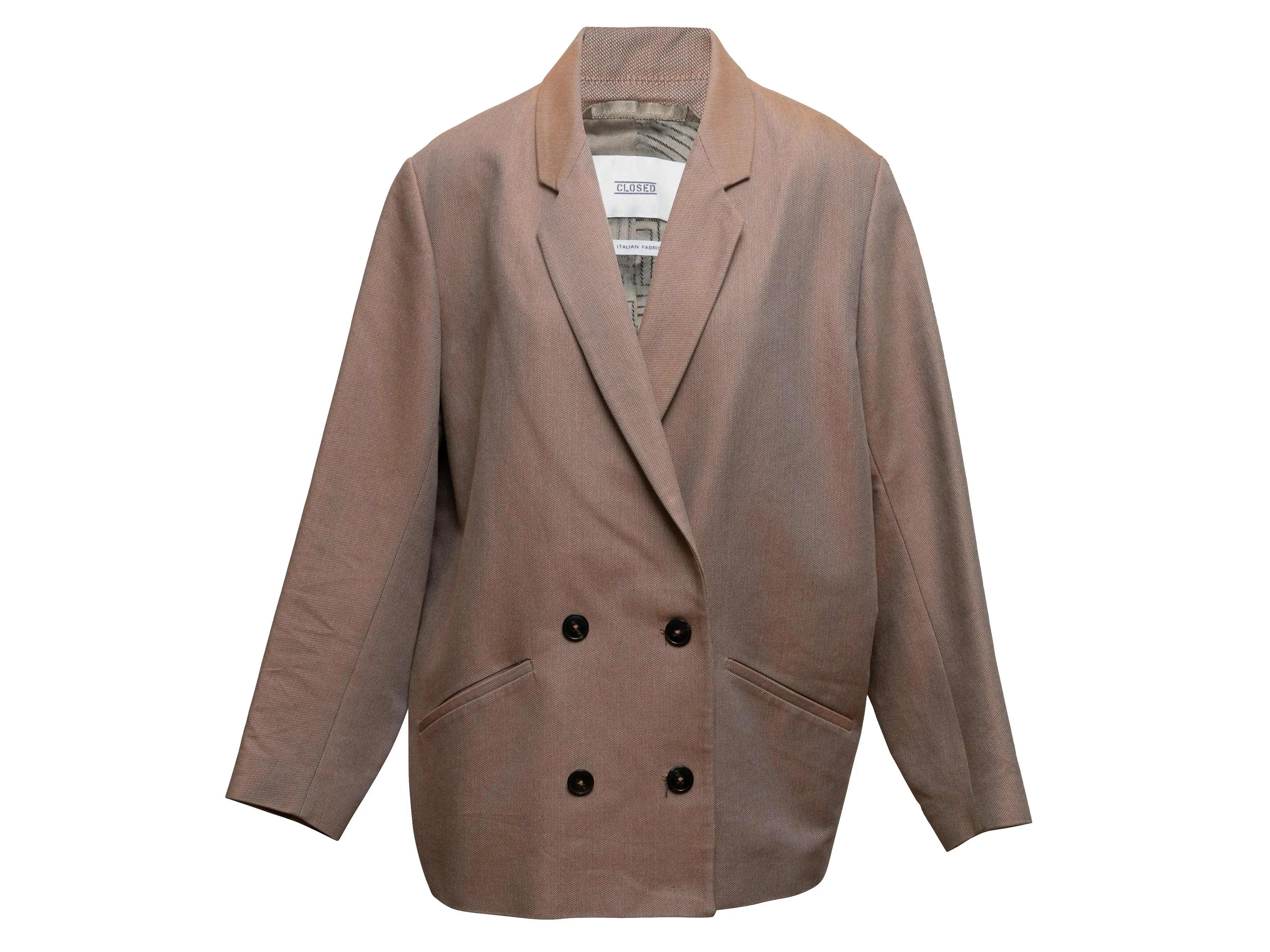 Light Brown Closed Double-Breasted Blazer Size US M