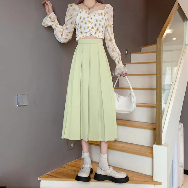 Long Pleated Black Skirt AL0166 Women Elegant Party Chiffon Skirt S4285767