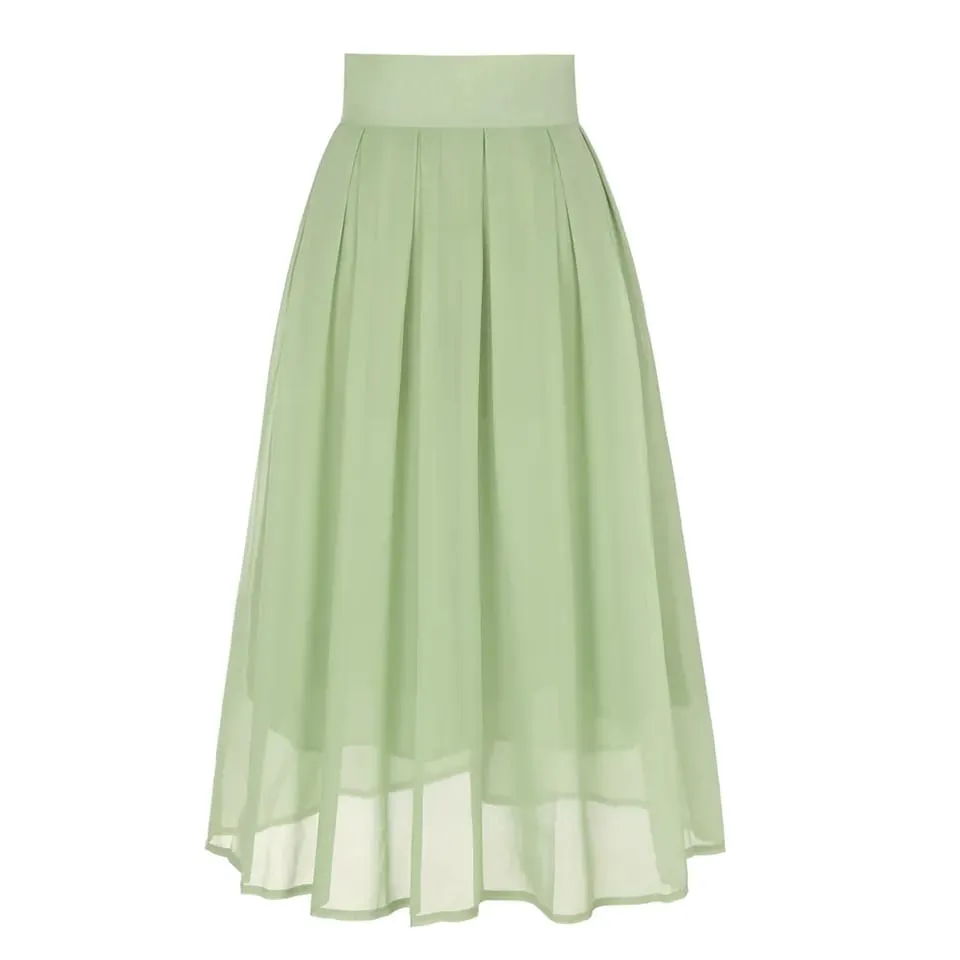 Long Pleated Black Skirt AL0166 Women Elegant Party Chiffon Skirt S4285767