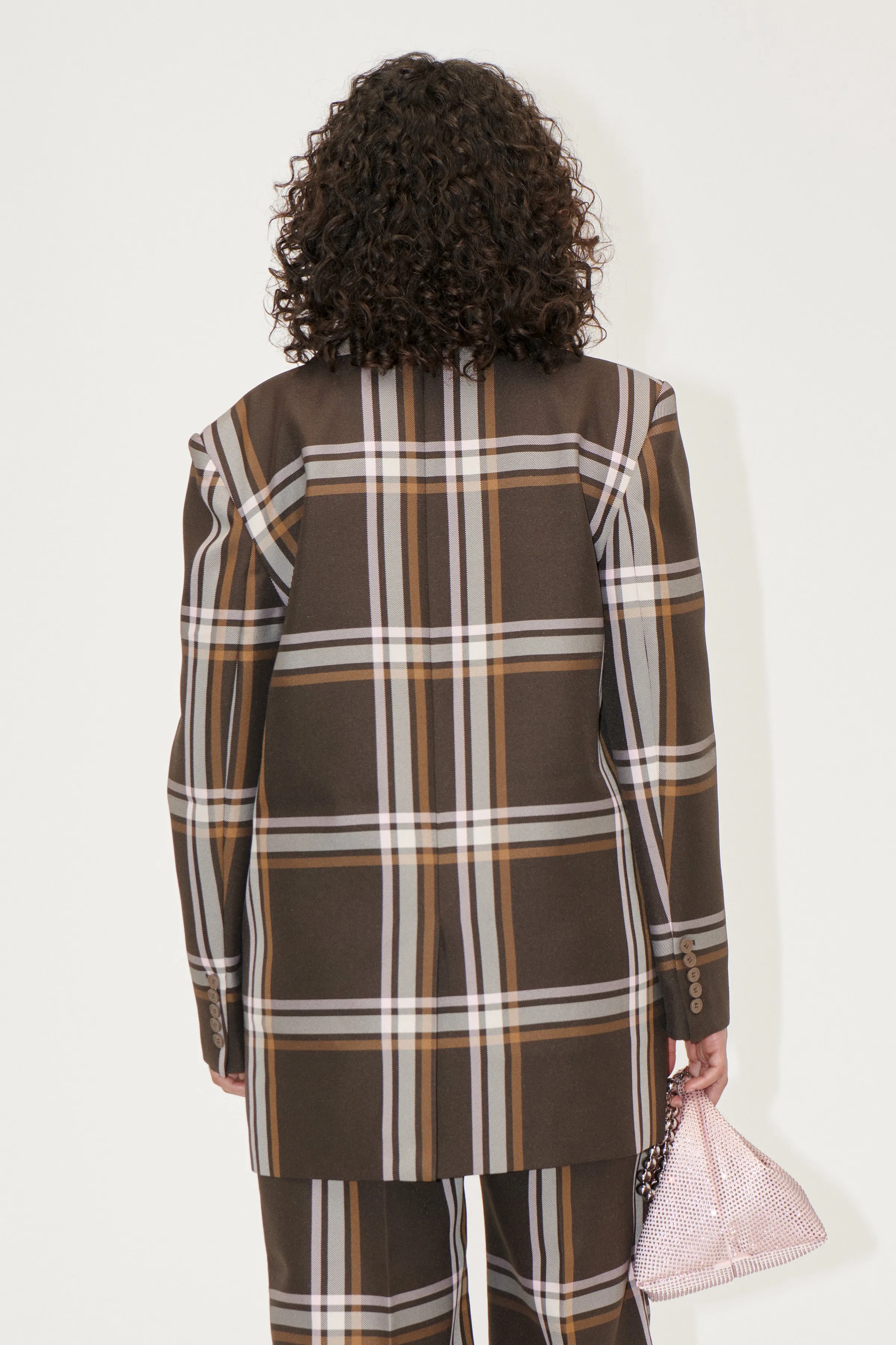 Long Sleeve Boxy Blazer - Weaved Checks