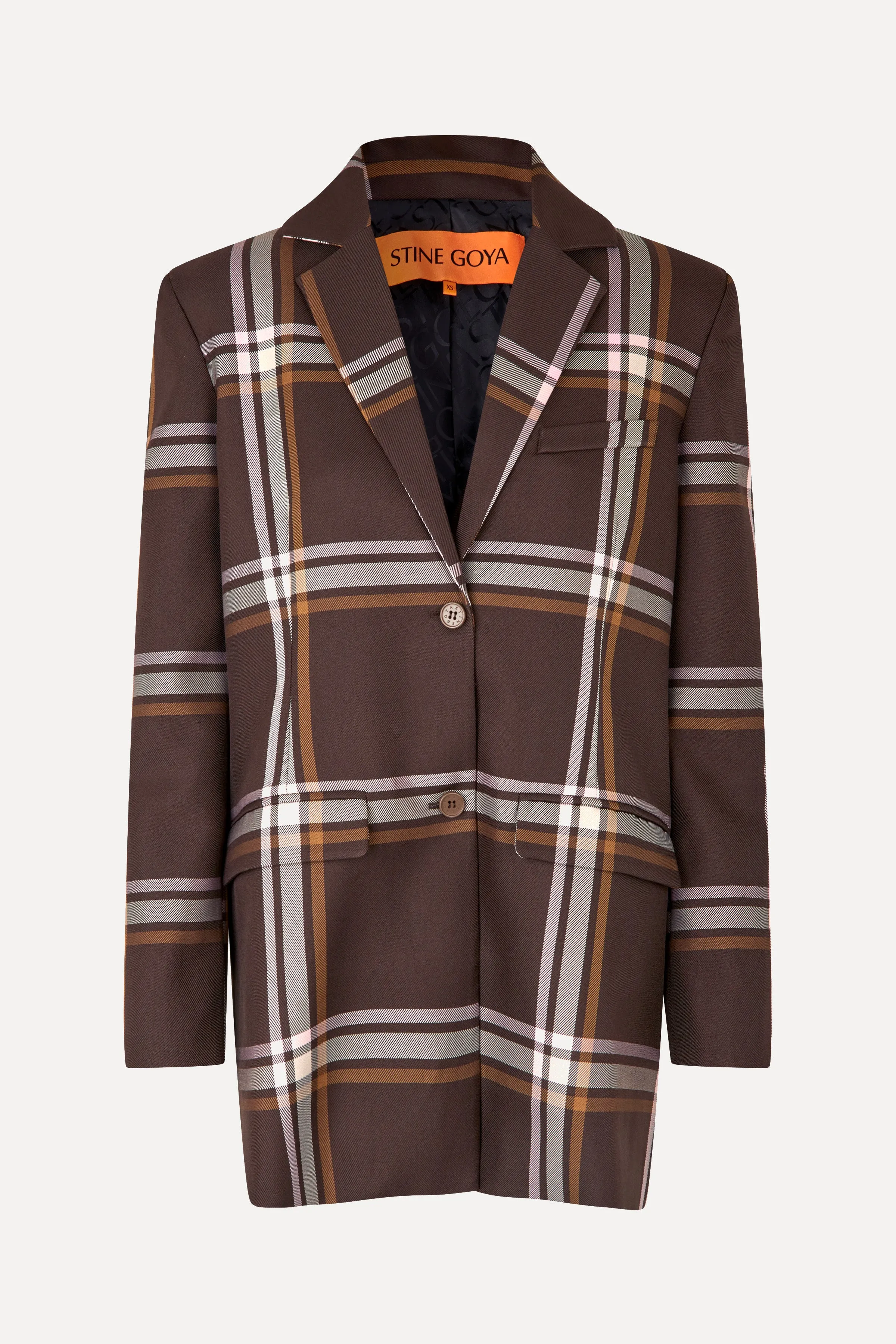 Long Sleeve Boxy Blazer - Weaved Checks