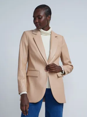 Long Sleeve Faux Leather Blazer