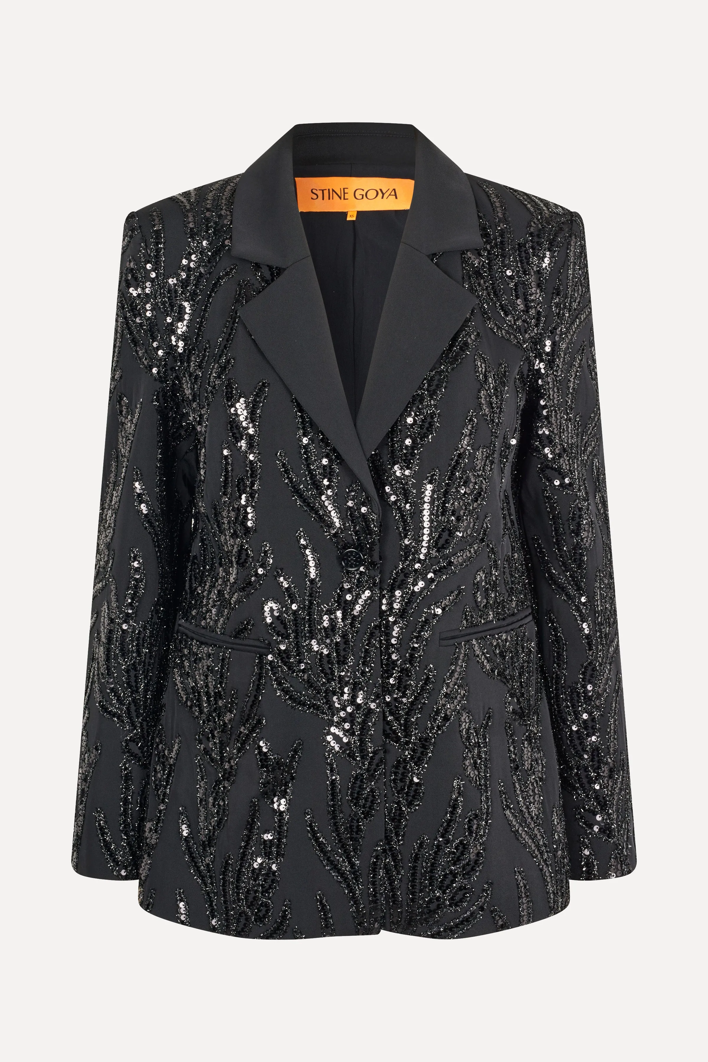 Long Sleeve Fitted Blazer - Abstract Embellishment