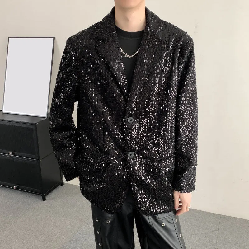 Loose Sequined Casual Plus Size Blazer