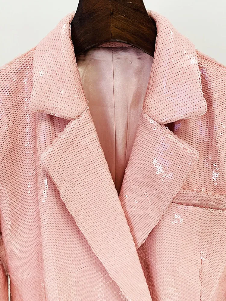 Loose Sequined Double Breasted Blazer