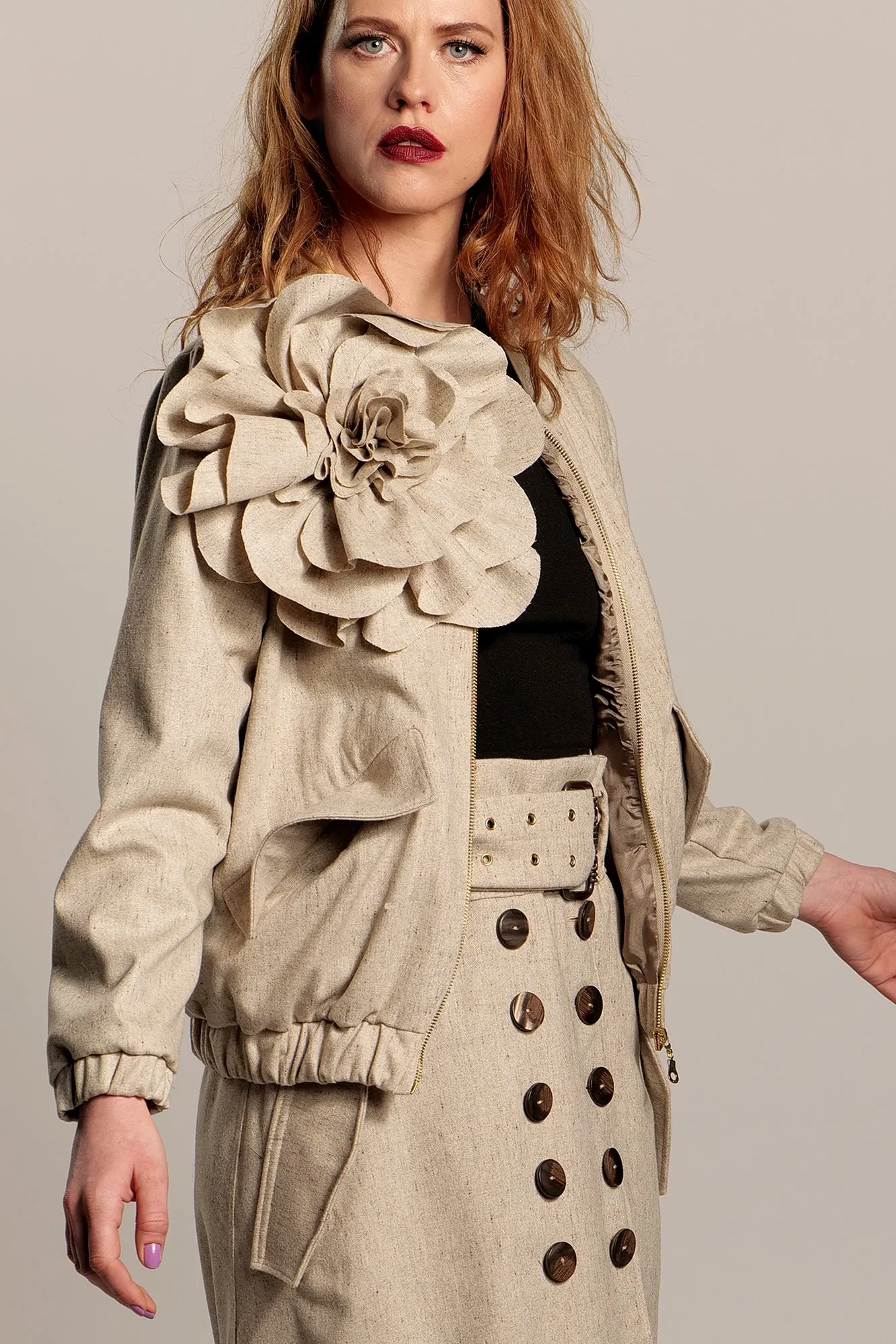 LUCY BOMBER JACKET with flowers