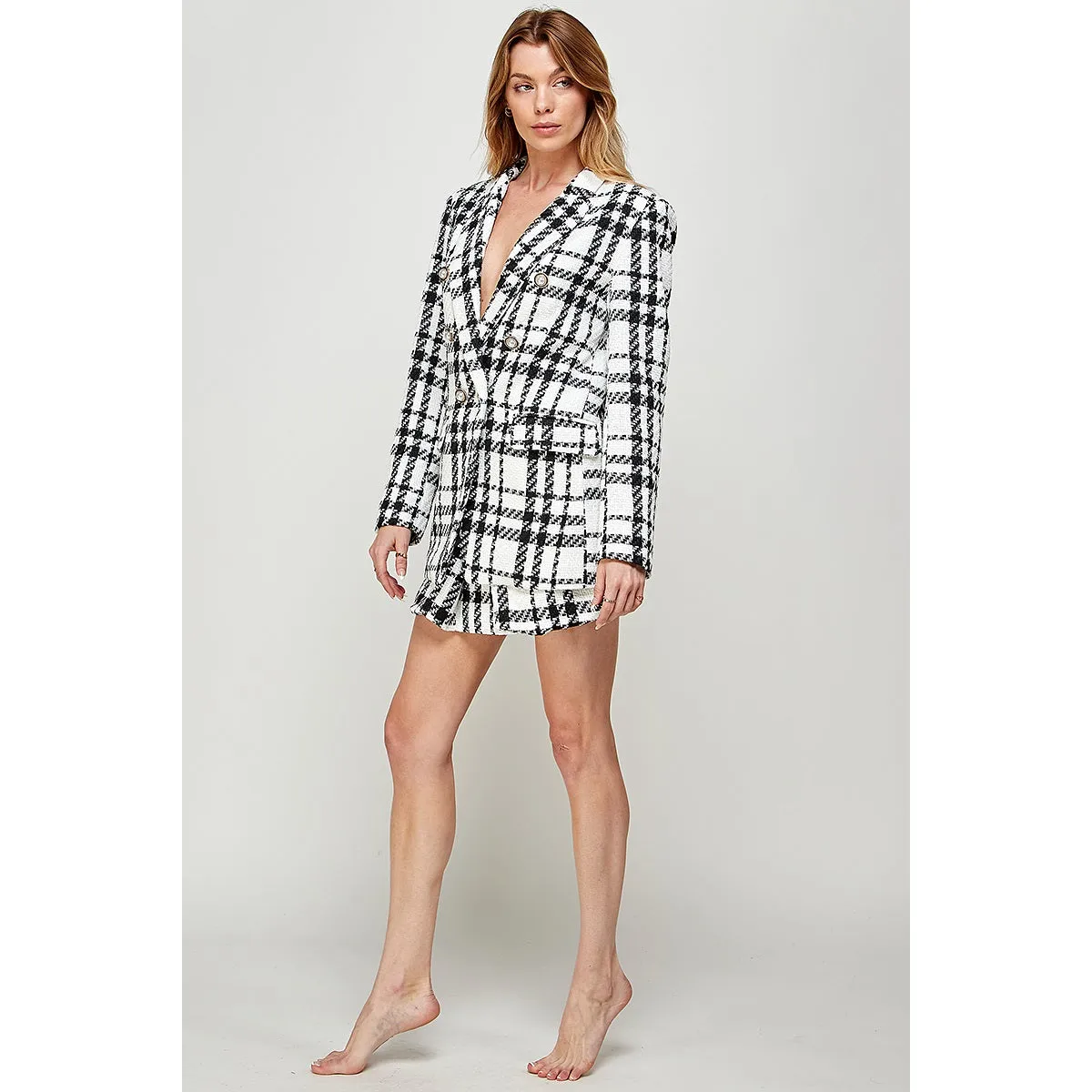 Luxy Elegant Plaid Blazer