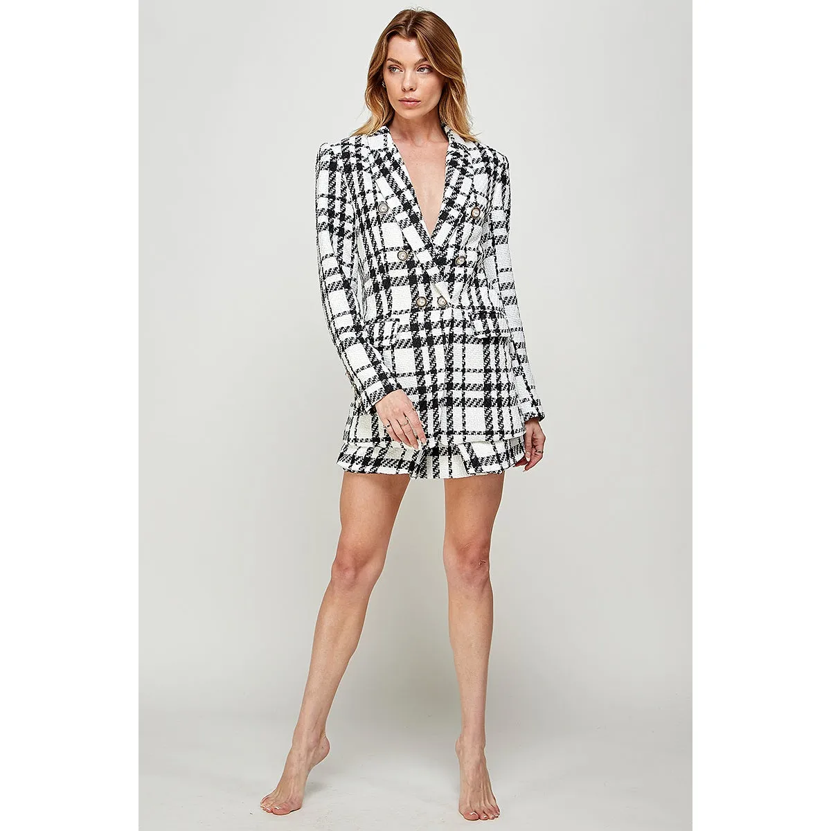 Luxy Elegant Plaid Blazer