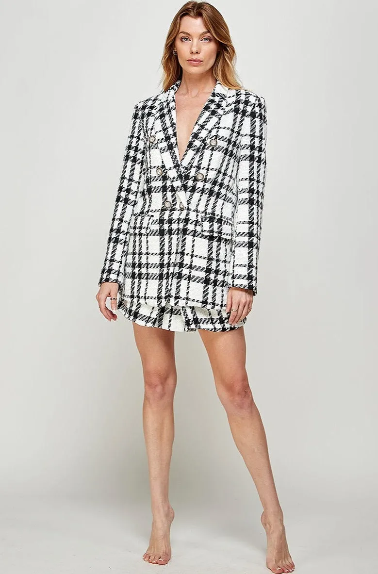 Luxy Elegant Plaid Blazer