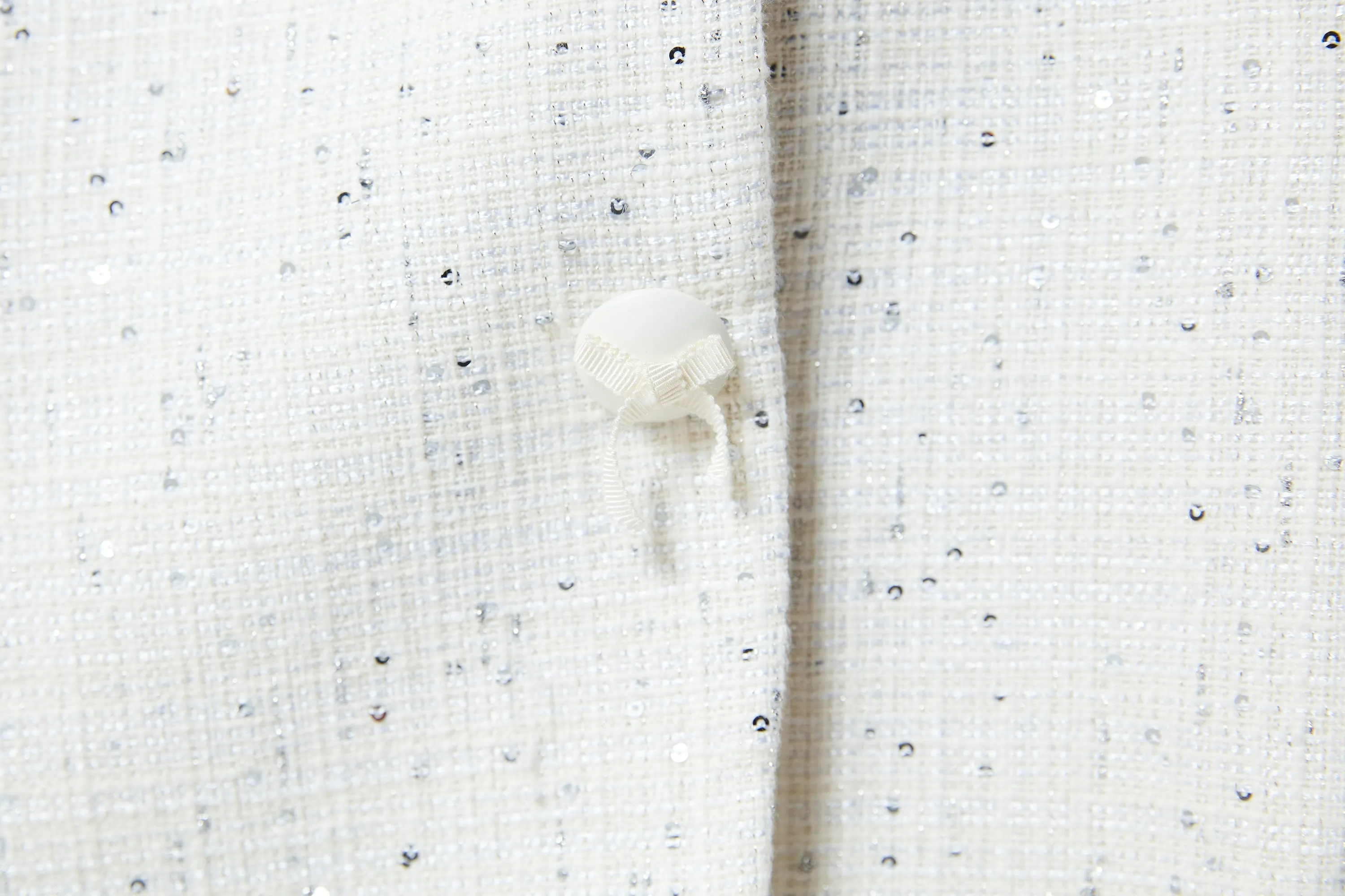 Machka Sequined Tweed Blazer Off White