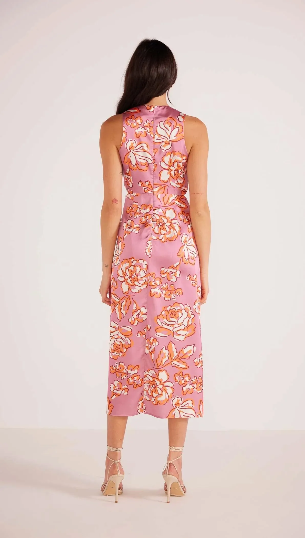Mandevilla Tie Midi Dress-PinkFloral