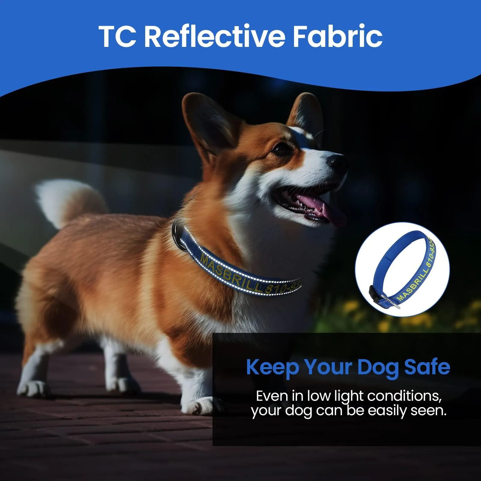 MASBRILL Custom Reflective Dog Collar
